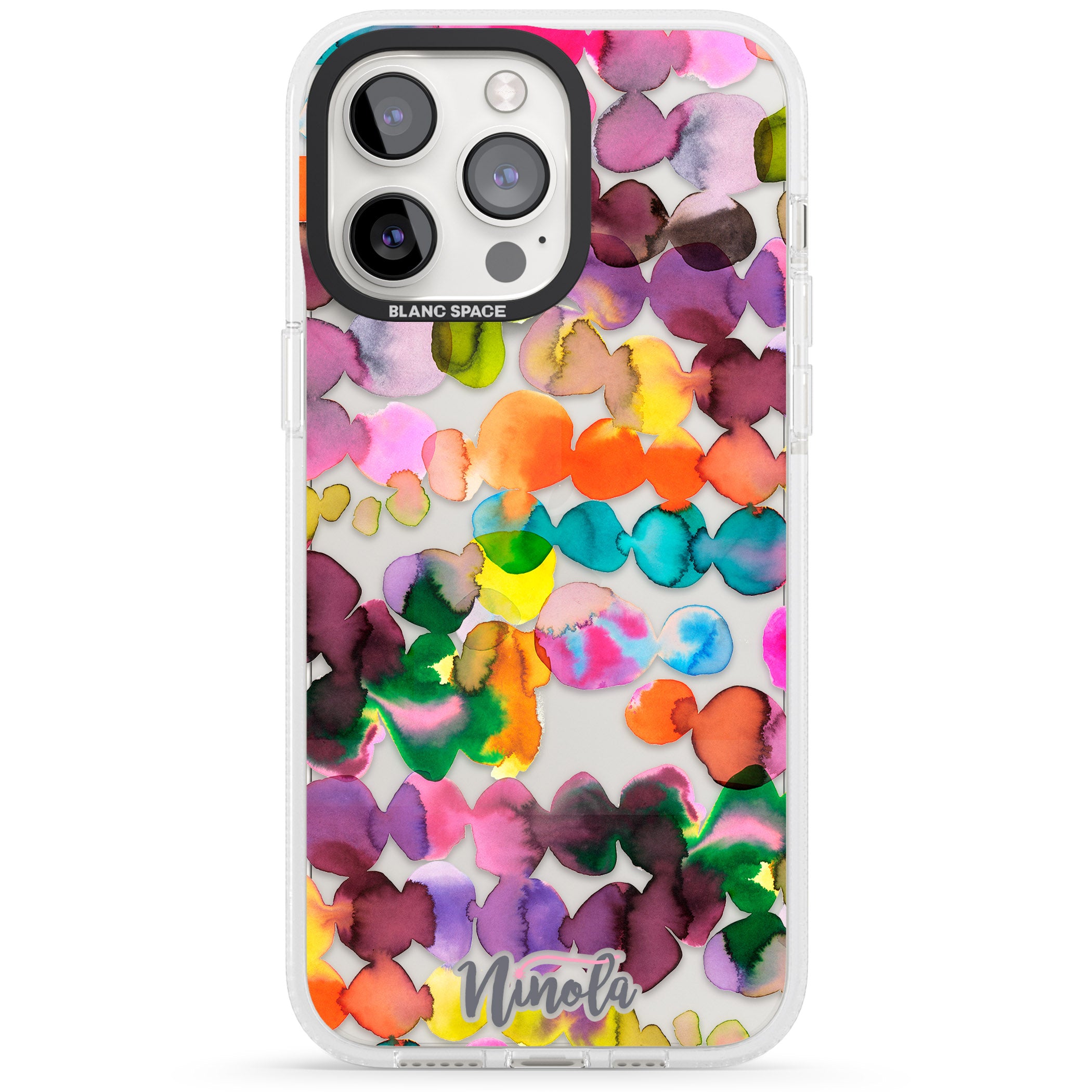 Ink Bleeding Dots iPhone 15 Pro Max / 15 Pro / 14 Pro Max / 14 Pro / 13 Pro Clear Case Impact Air - Blanc Space
