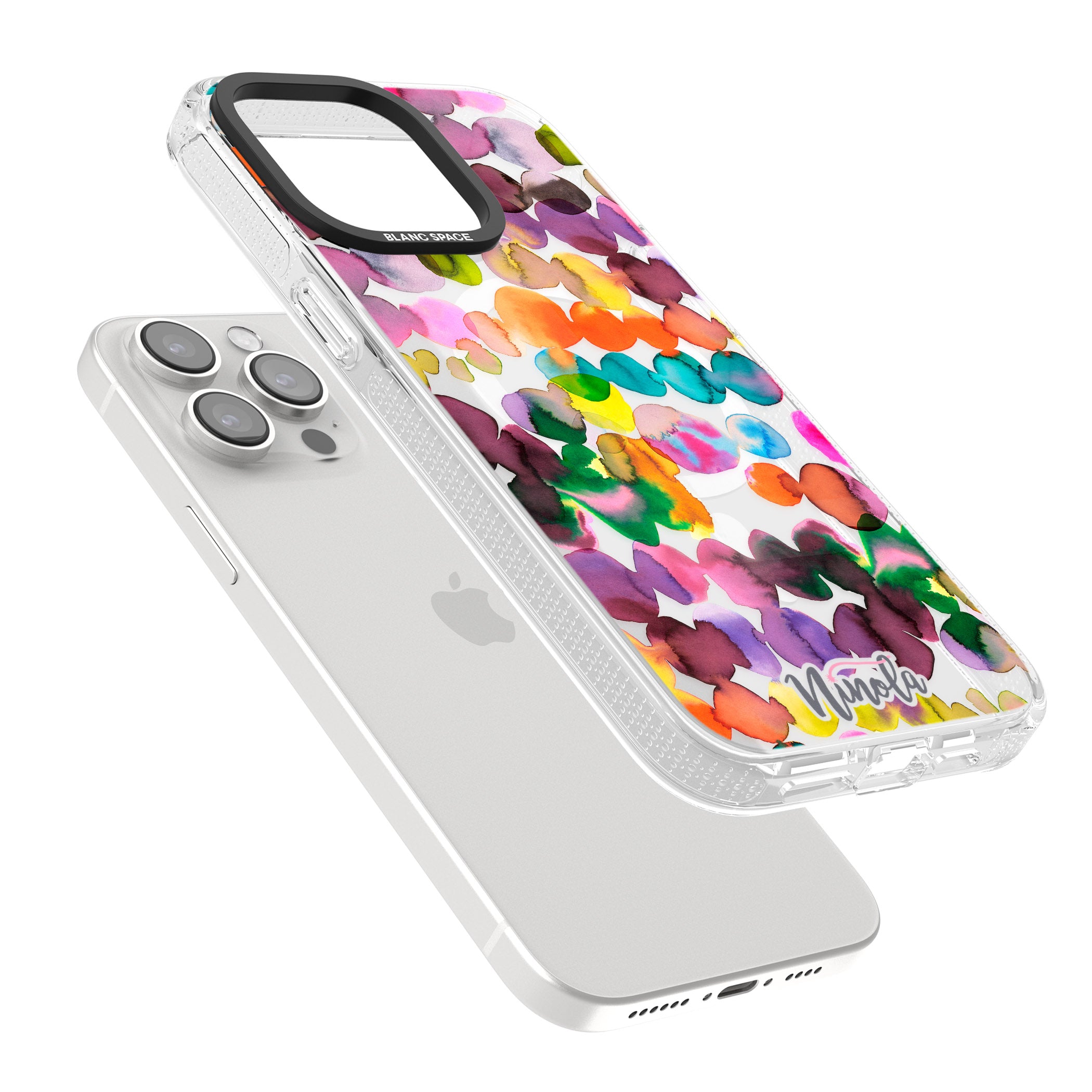 Ink Bleeding Dots iPhone 15 Pro Max / 15 Pro / 14 Pro Max / 14 Pro / 13 Pro Clear Case Impact Air - Blanc Space
