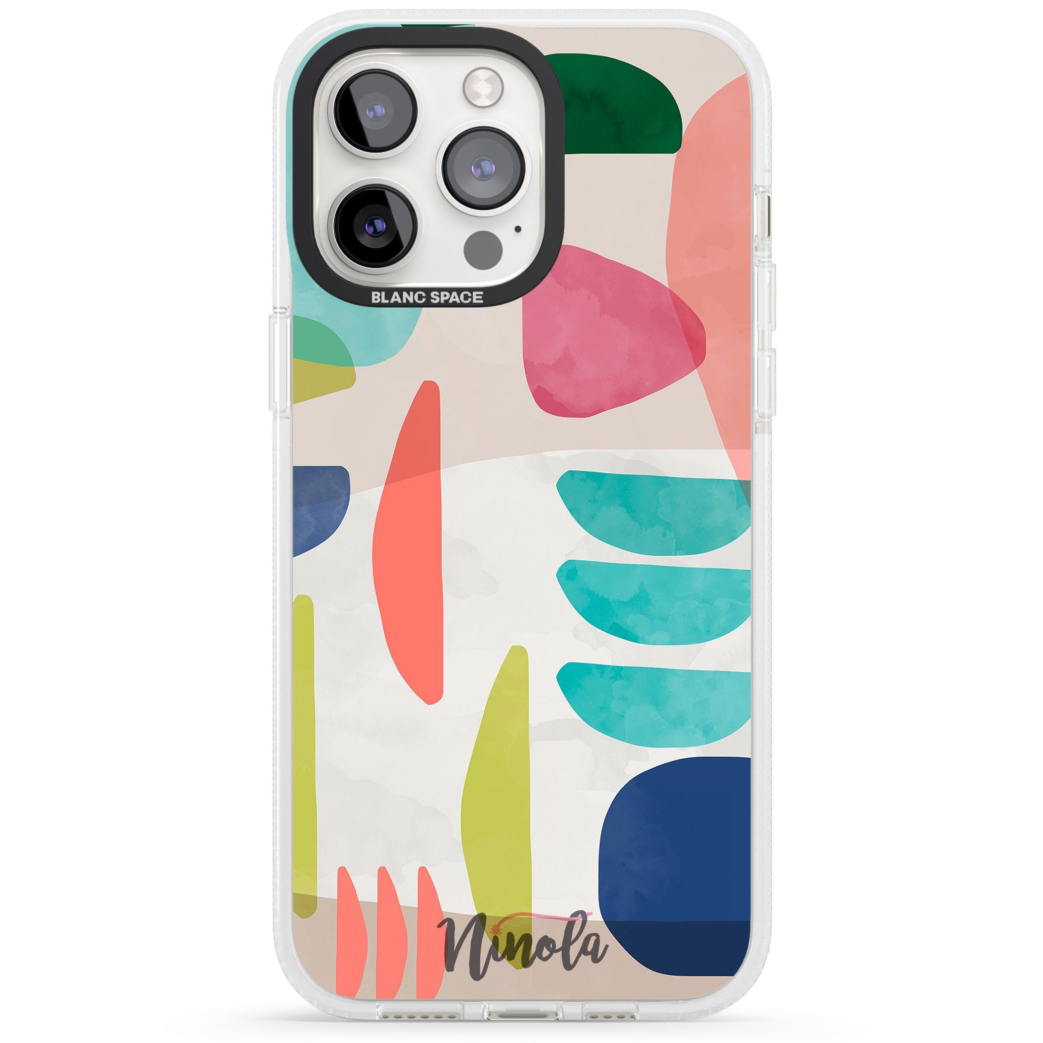 Organic Bold Shapes iPhone 15 Pro Max / 15 Pro / 14 Pro Max / 14 Pro / 13 Pro Clear Case Impact Air - Blanc Space