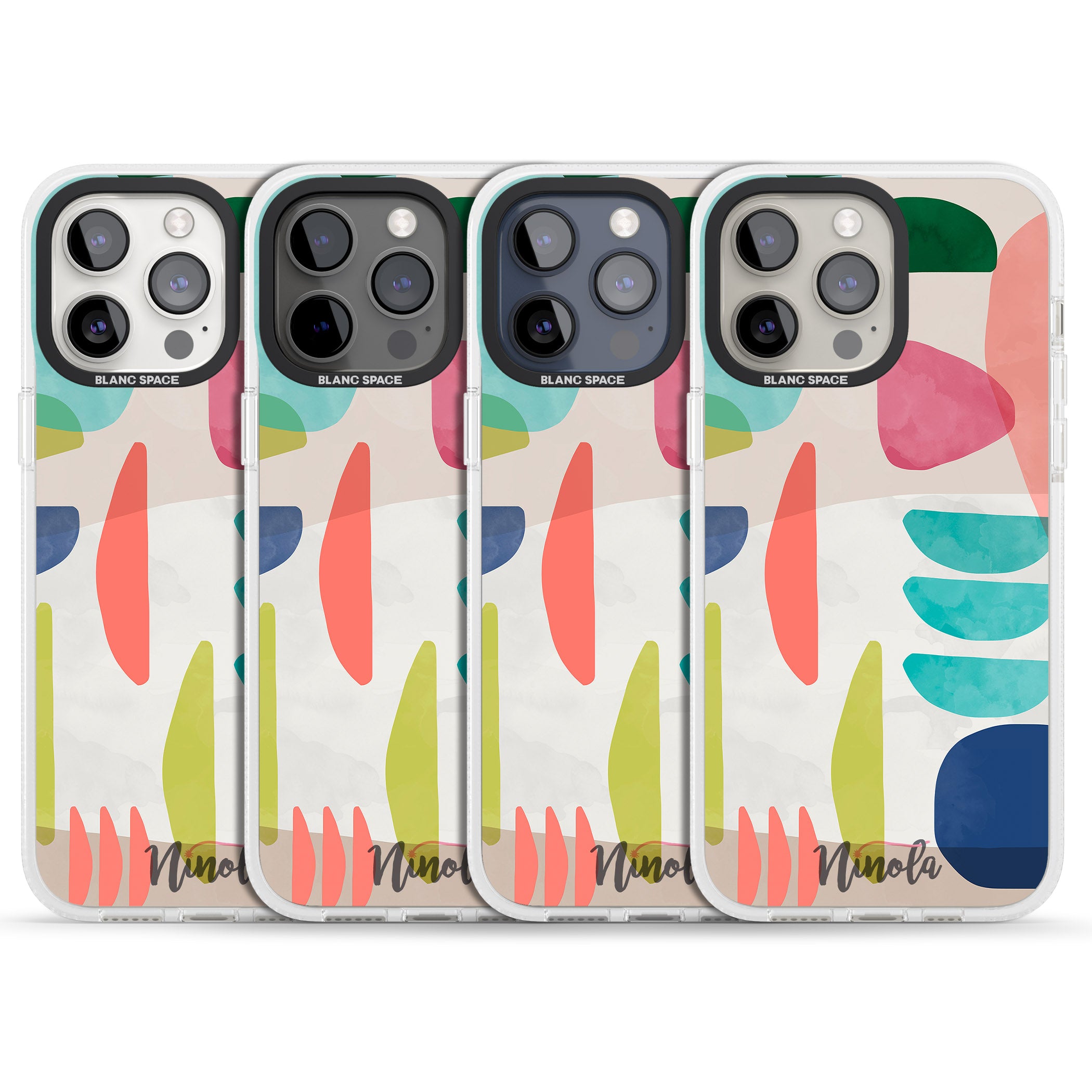 Organic Bold Shapes iPhone 15 Pro Max / 15 Pro / 14 Pro Max / 14 Pro / 13 Pro Clear Case Impact Air - Blanc Space