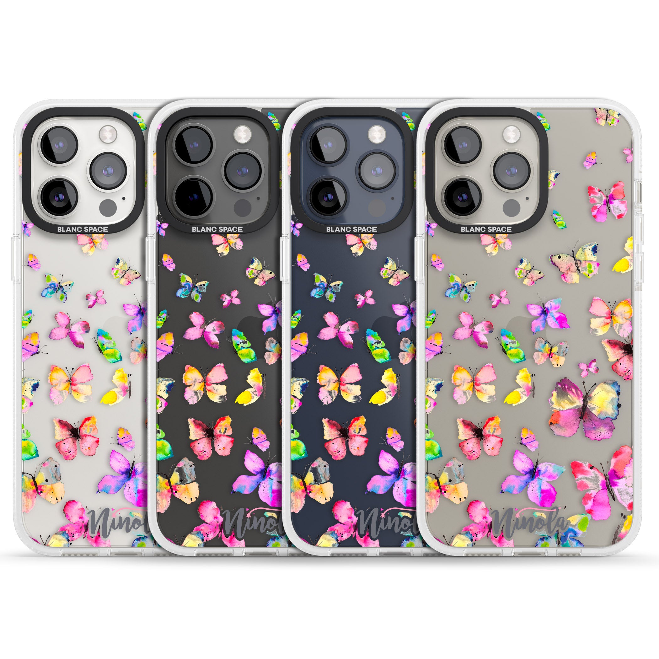 Watercolor Butterflies iPhone 15 Pro Max / 15 Pro / 14 Pro Max / 14 Pro / 13 Pro Clear Case Impact Air - Blanc Space