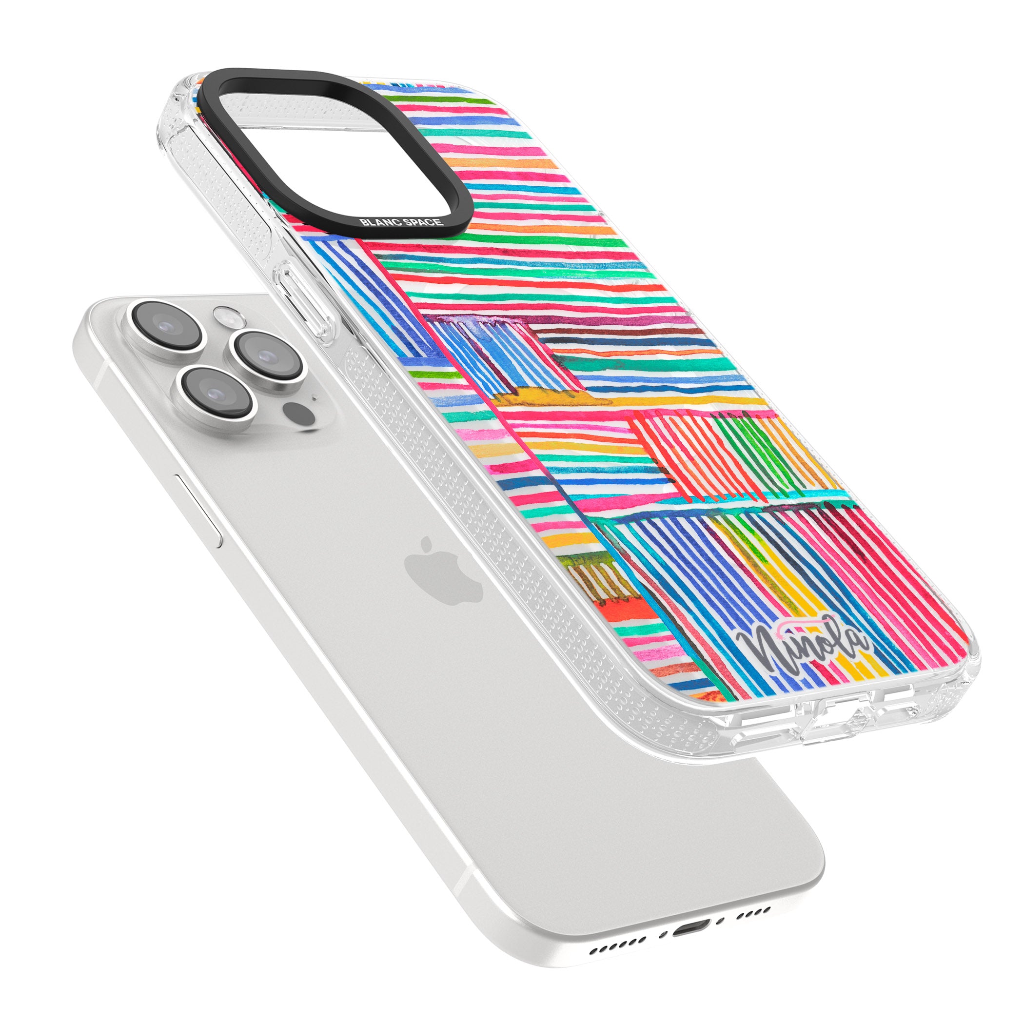 Watercolor Relaxing Lines iPhone 15 Pro Max / 15 Pro / 14 Pro Max / 14 Pro / 13 Pro Clear Case Impact Air - Blanc Space