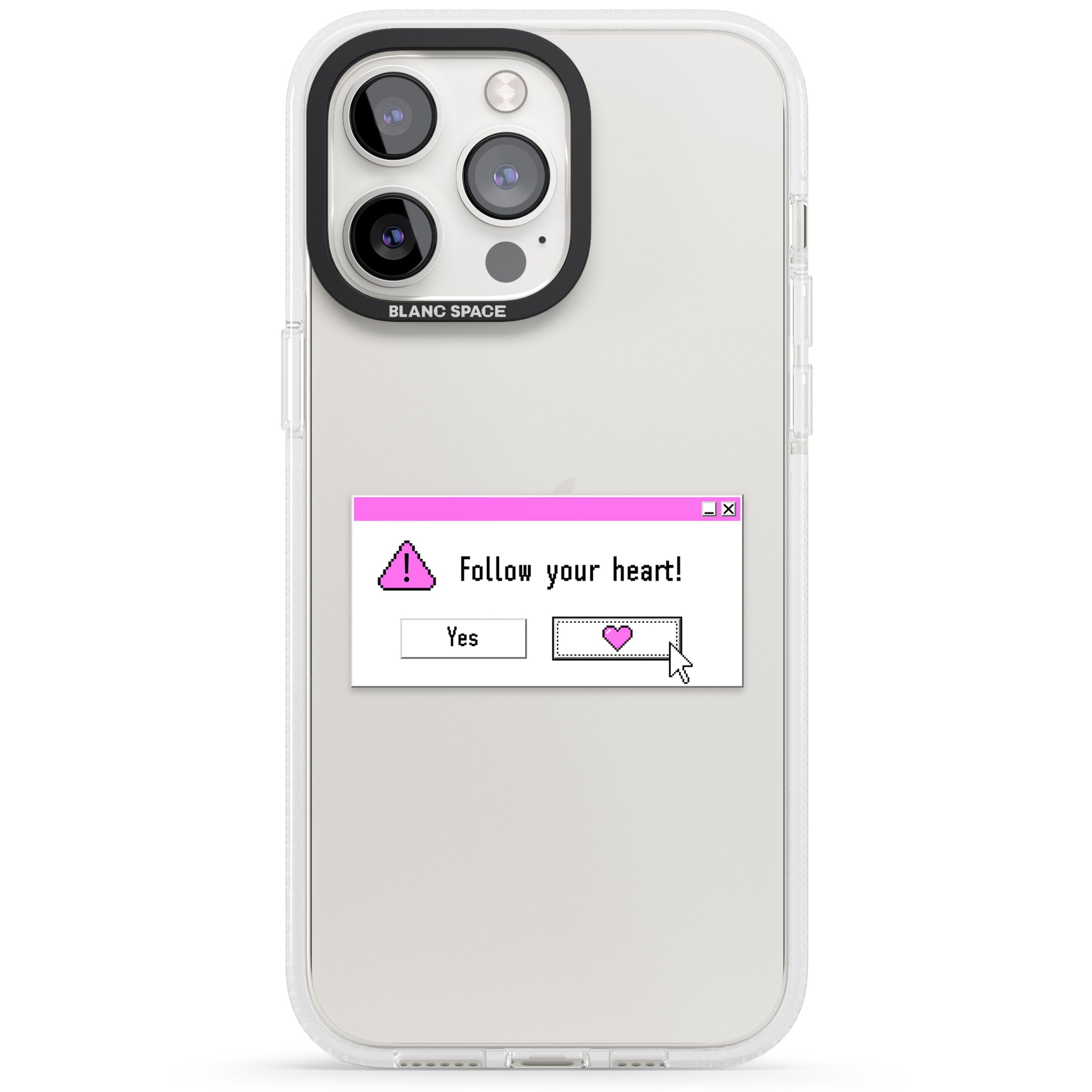 Follow your heart.exe iPhone 15 Pro Max / 15 Pro / 14 Pro Max / 14 Pro / 13 Pro Clear Case Impact Air - Blanc Space