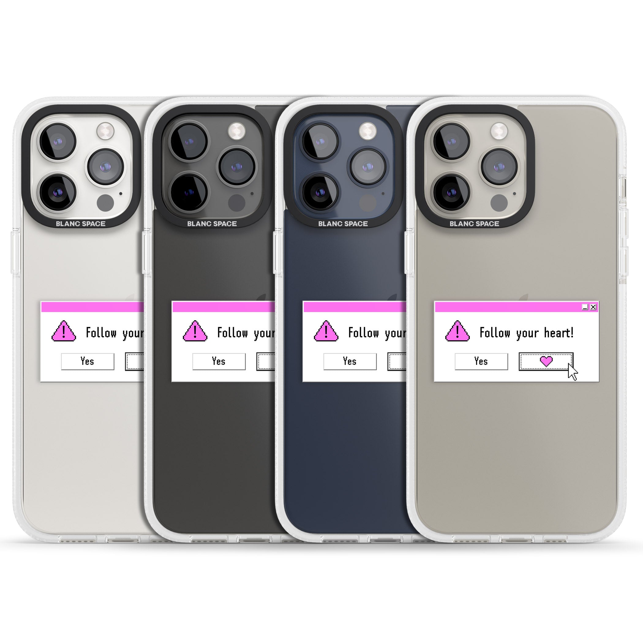 Follow your heart.exe iPhone 15 Pro Max / 15 Pro / 14 Pro Max / 14 Pro / 13 Pro Clear Case Impact Air - Blanc Space