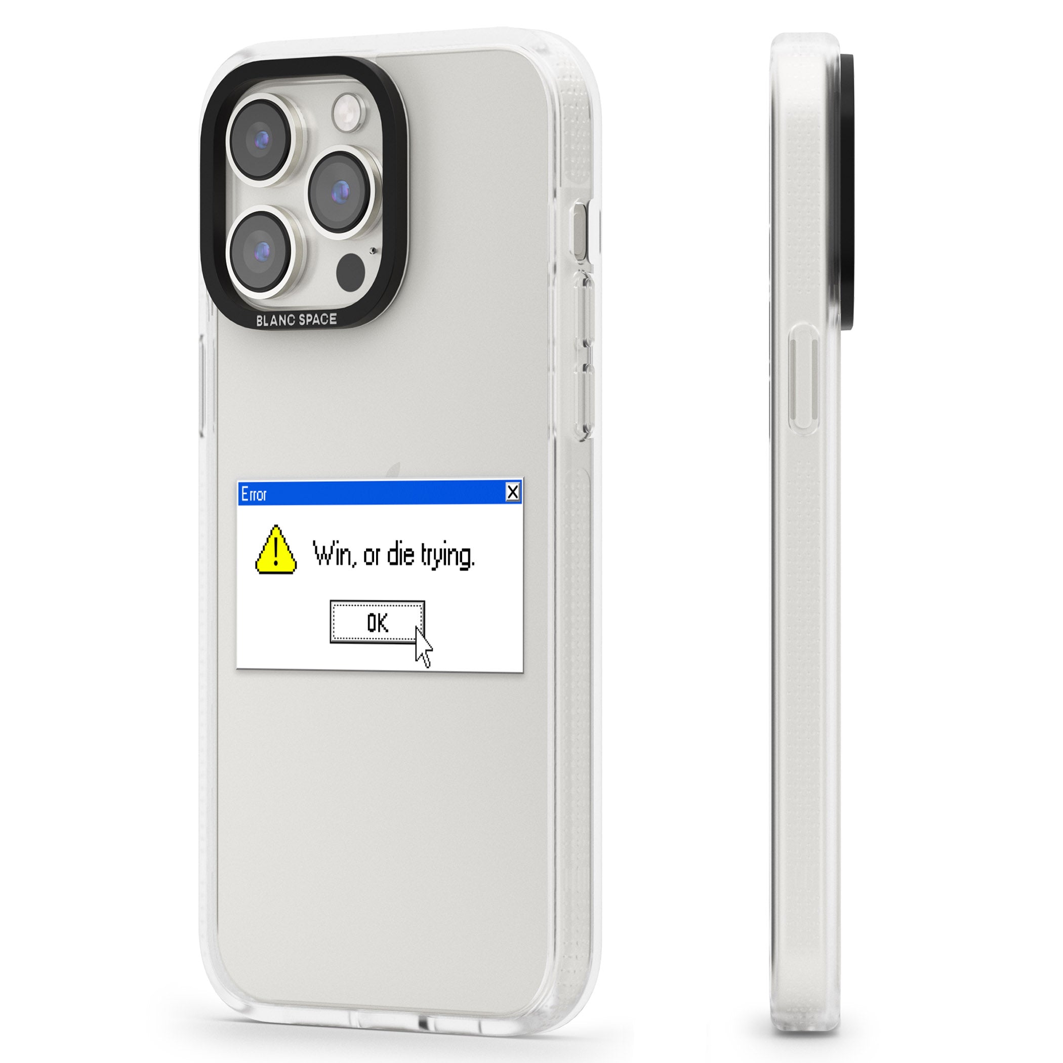 Win or die trying.exe iPhone 15 Pro Max / 15 Pro / 14 Pro Max / 14 Pro / 13 Pro Clear Case Impact Air - Blanc Space