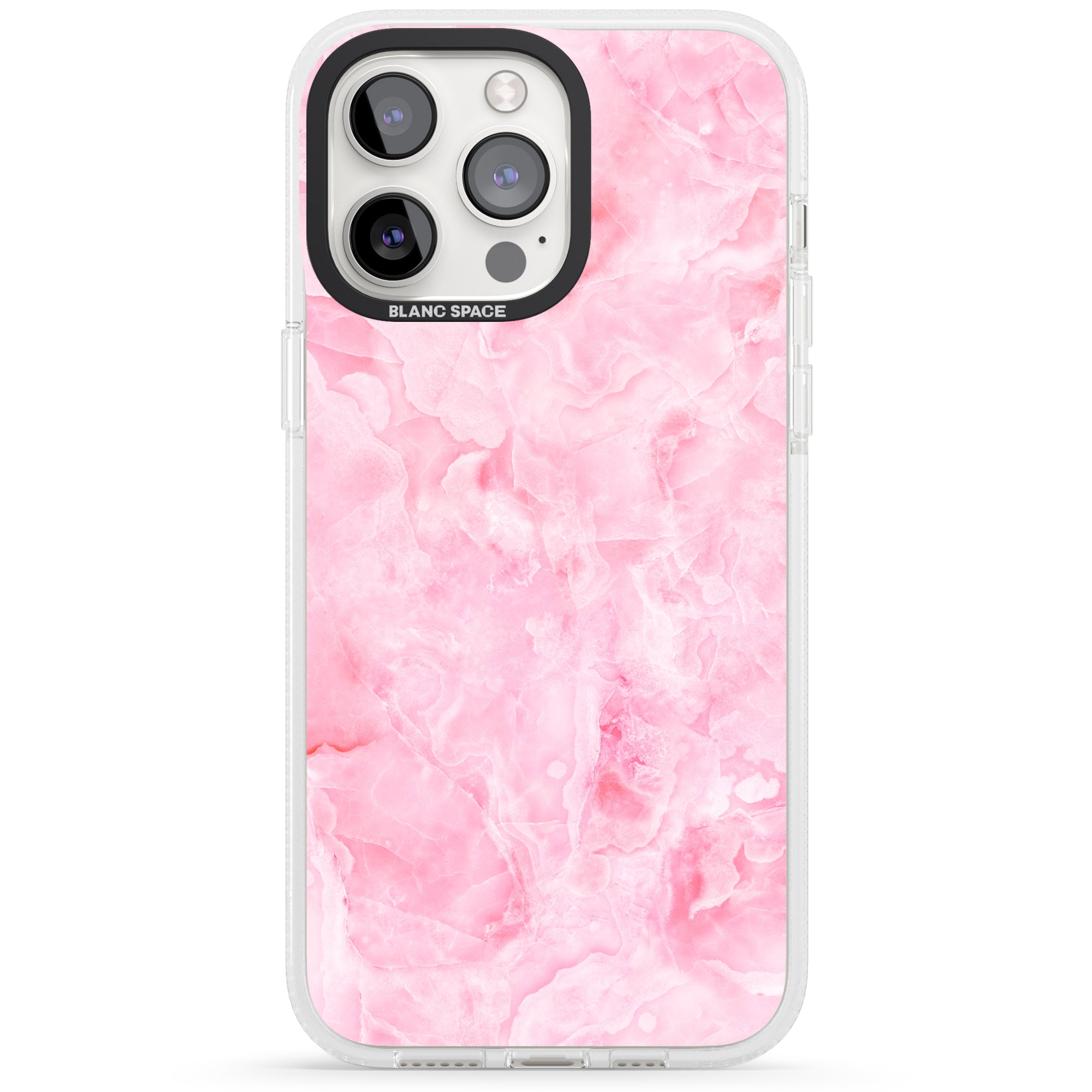 Bright Pink Onyx Marble Texture iPhone 15 Pro Max / 15 Pro / 14 Pro Max / 14 Pro / 13 Pro Clear Case Impact Air - Blanc Space
