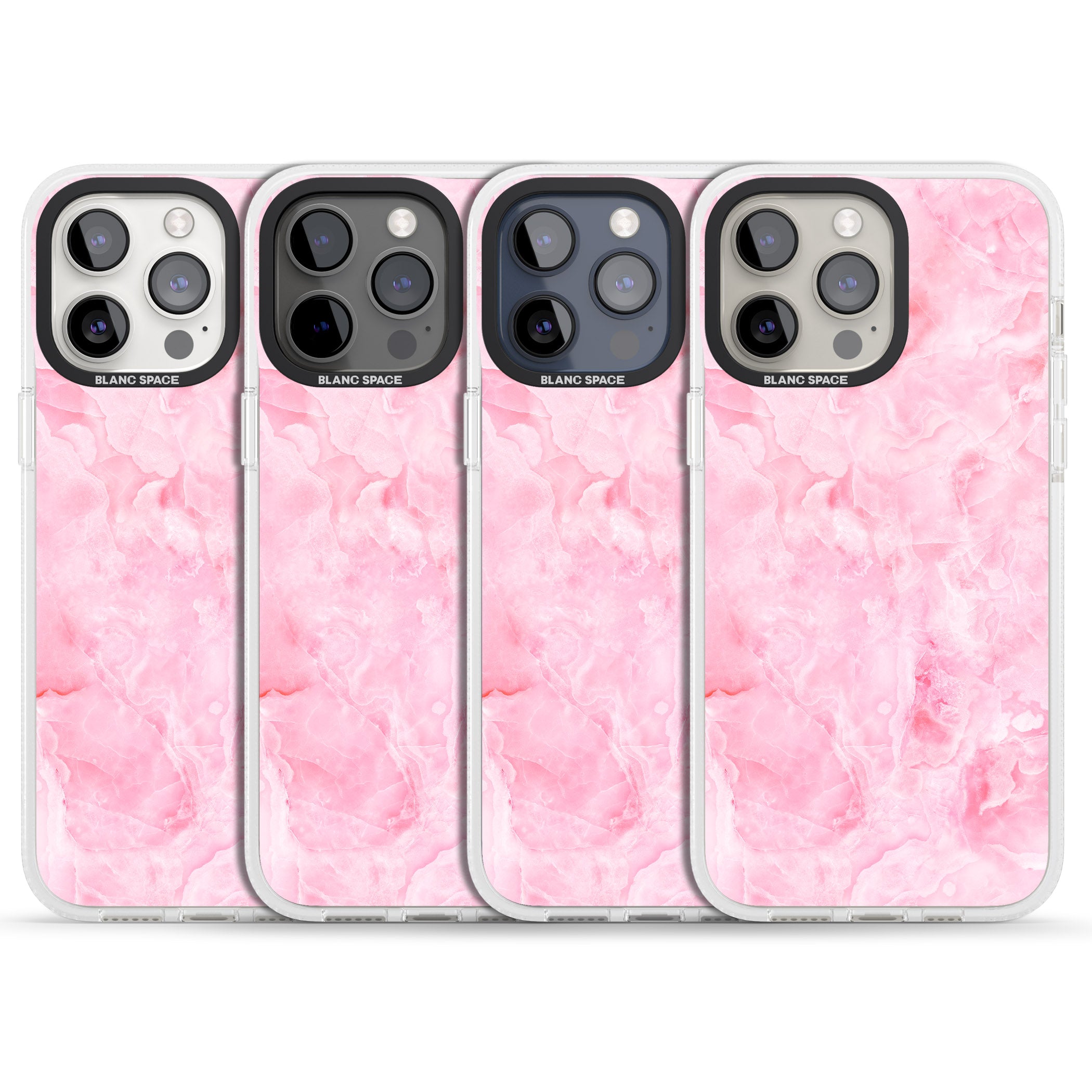 Bright Pink Onyx Marble Texture iPhone 15 Pro Max / 15 Pro / 14 Pro Max / 14 Pro / 13 Pro Clear Case Impact Air - Blanc Space