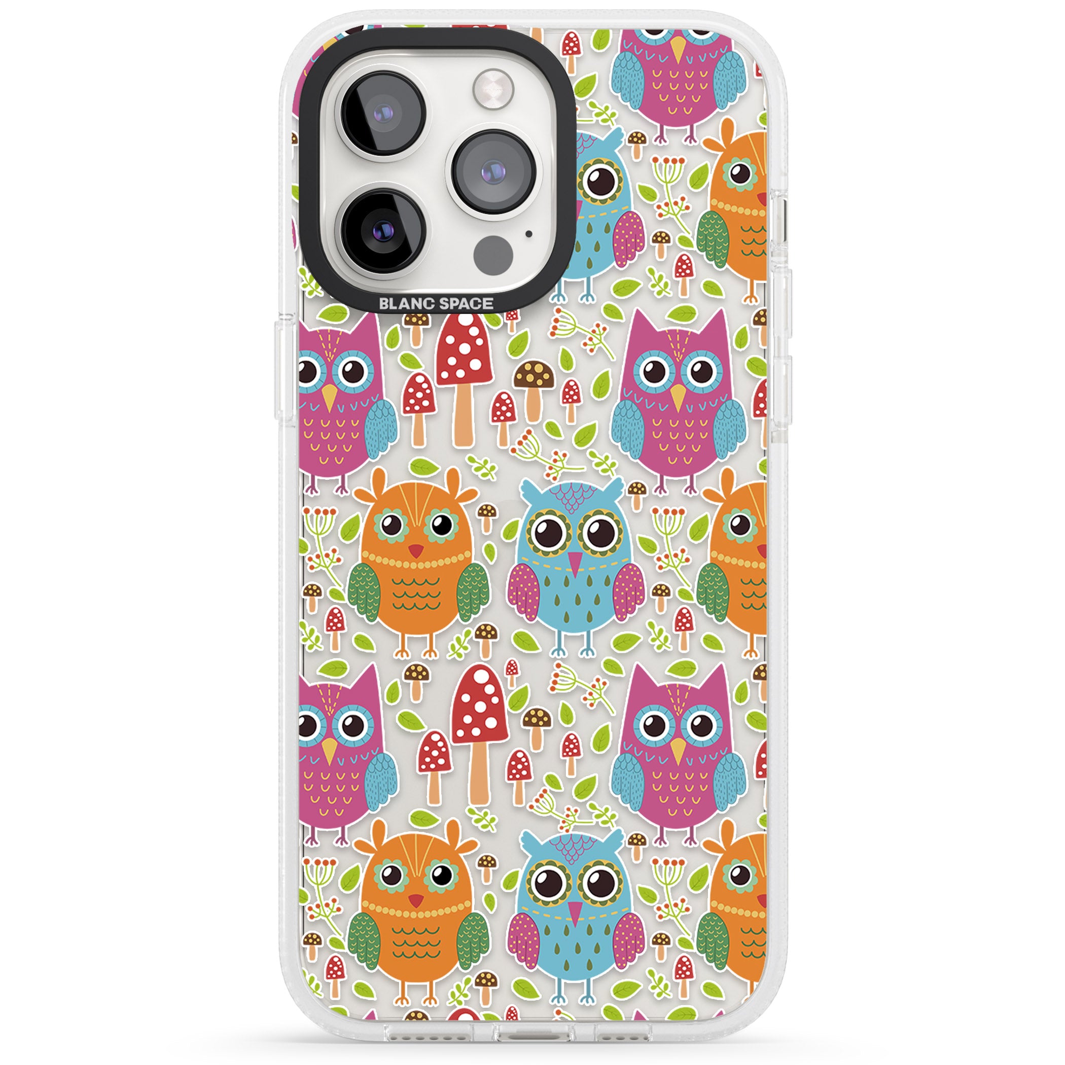 Forrest Owl Clear Pattern iPhone 15 Pro Max / 15 Pro / 14 Pro Max / 14 Pro / 13 Pro Clear Case Impact Air - Blanc Space