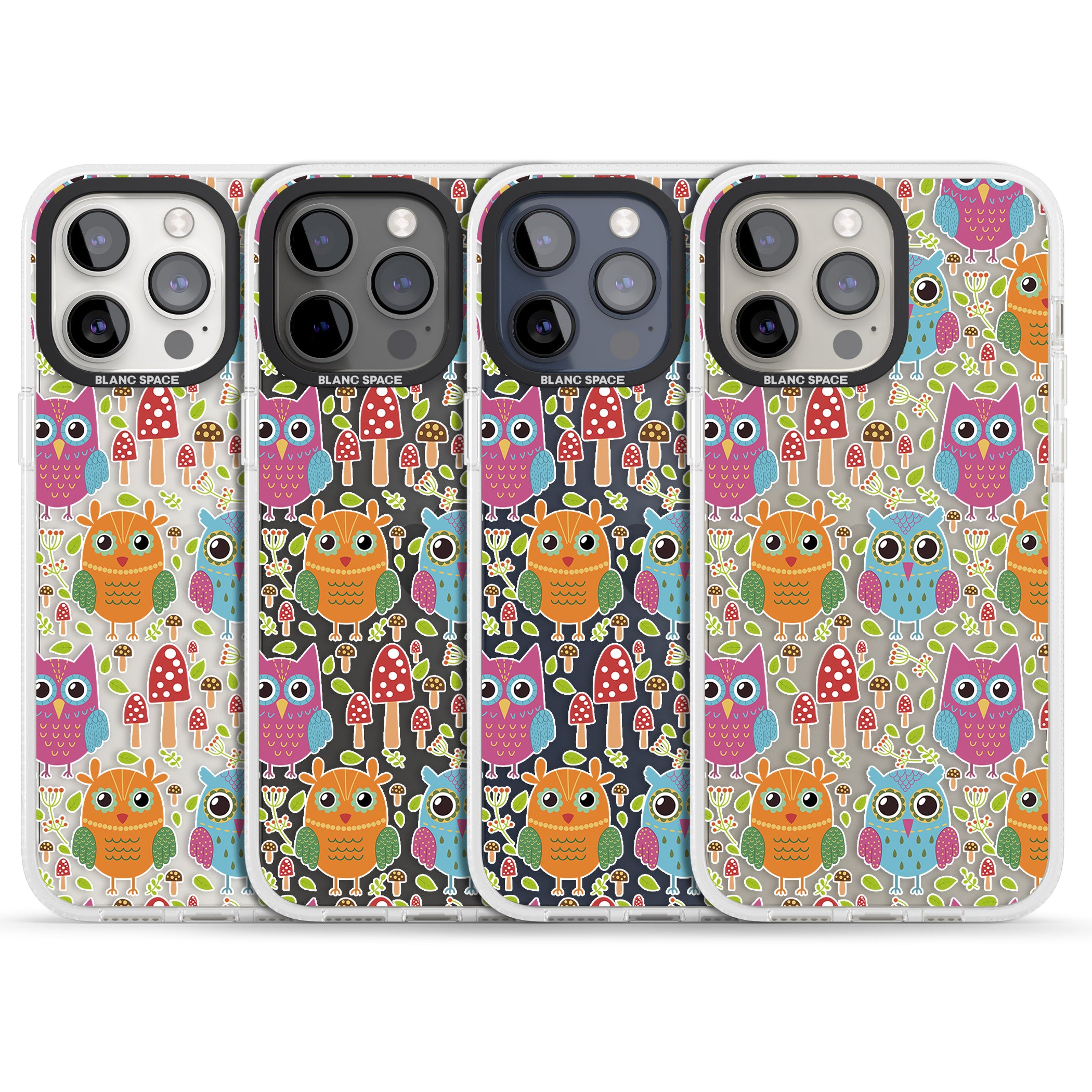 Forrest Owl Clear Pattern iPhone 15 Pro Max / 15 Pro / 14 Pro Max / 14 Pro / 13 Pro Clear Case Impact Air - Blanc Space