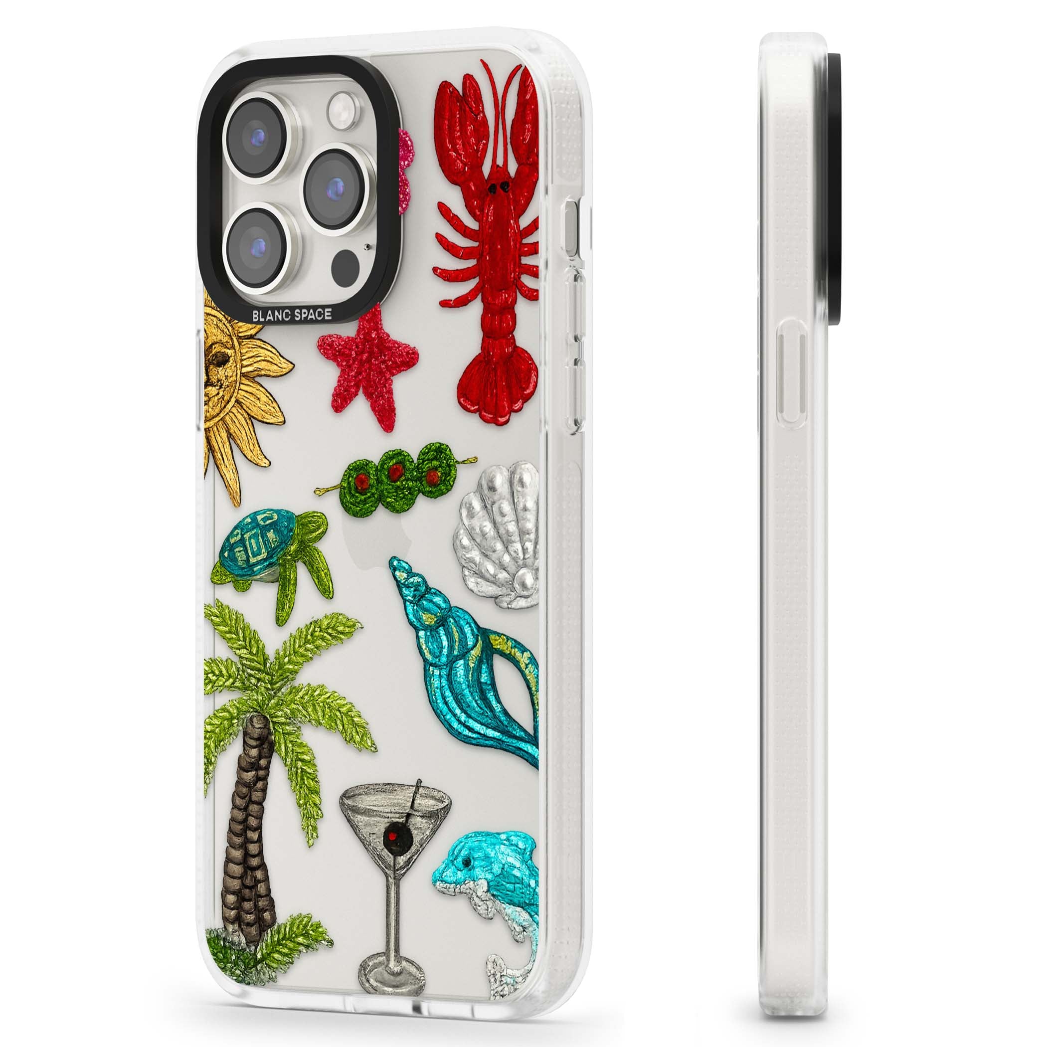 Painted Coastal Pattern coastal iPhone case | Clear Case Impact Air case for iPhone 15 Pro, iPhone 15 Pro Max