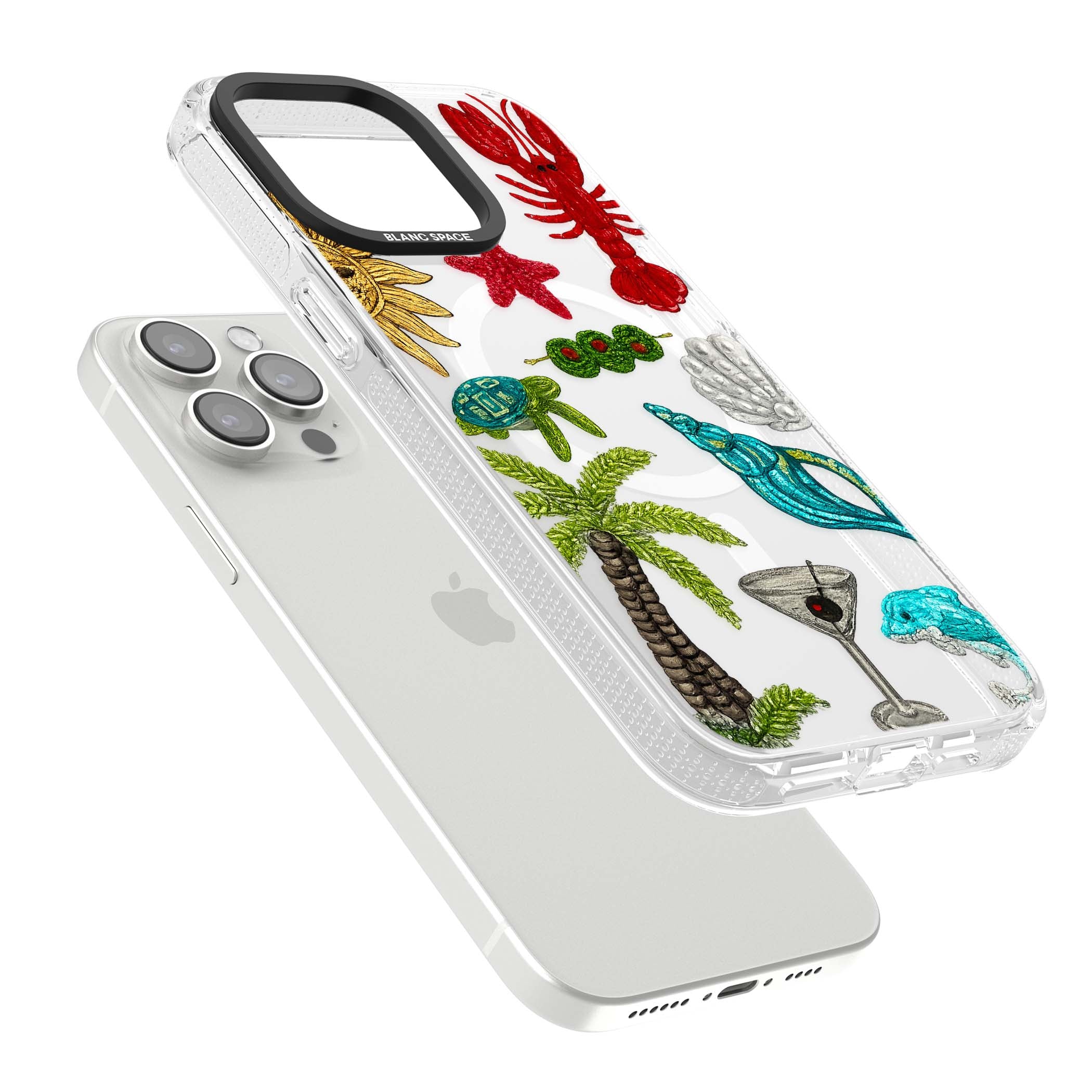 Painted Coastal Pattern coastal iPhone case | Clear Case Impact Air case for iPhone 15 Pro, iPhone 15 Pro Max