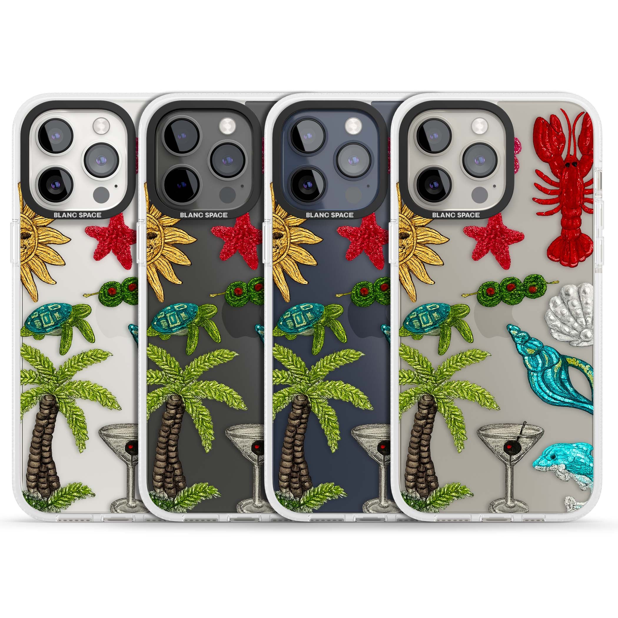 Painted Coastal Pattern coastal iPhone case | Clear Case Impact Air case for iPhone 15 Pro, iPhone 15 Pro Max