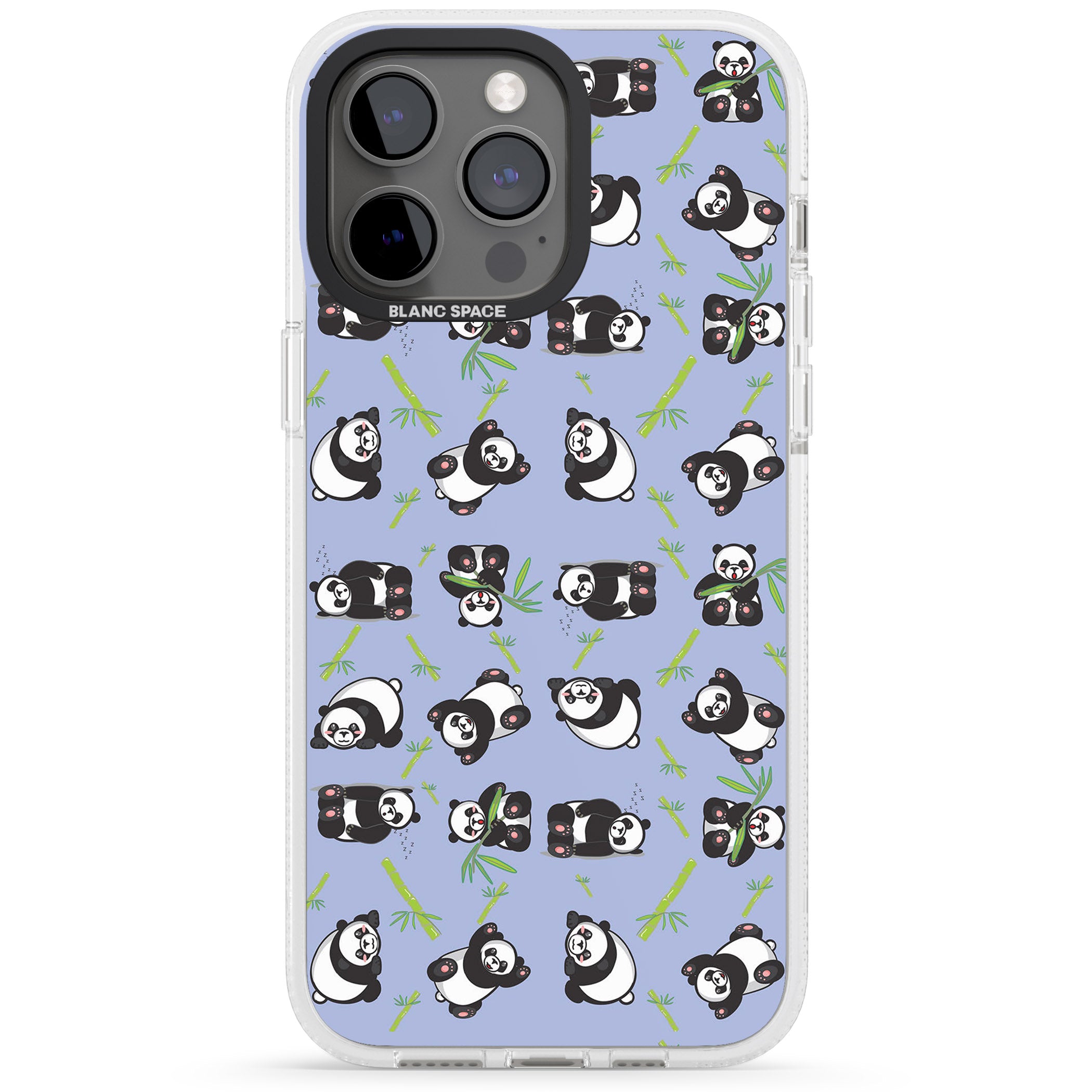 Panda Pattern iPhone 15 Pro Max / 15 Pro / 14 Pro Max / 14 Pro / 13 Pro Clear Case Impact Air - Blanc Space