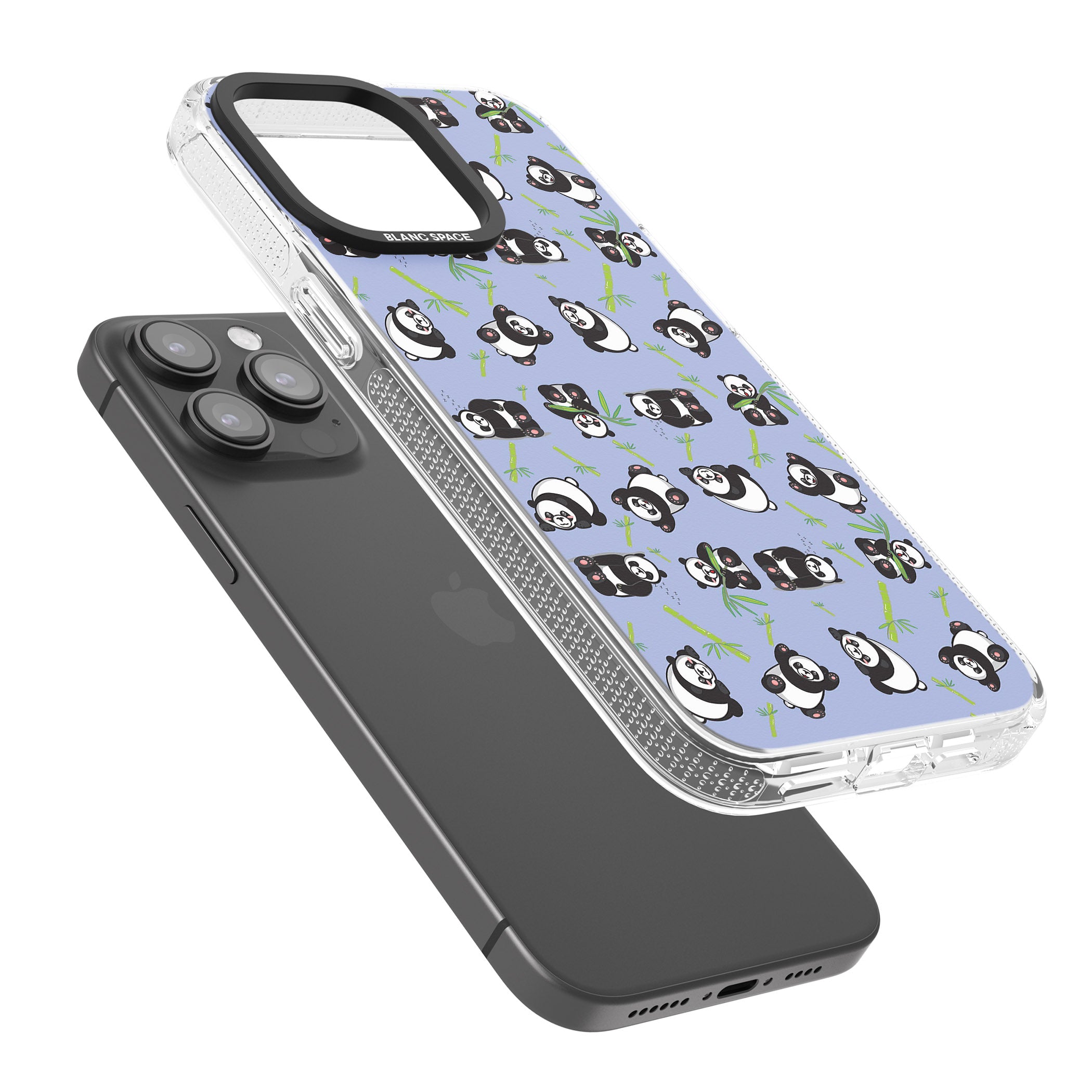 Panda Pattern iPhone 15 Pro Max / 15 Pro / 14 Pro Max / 14 Pro / 13 Pro Clear Case Impact Air - Blanc Space