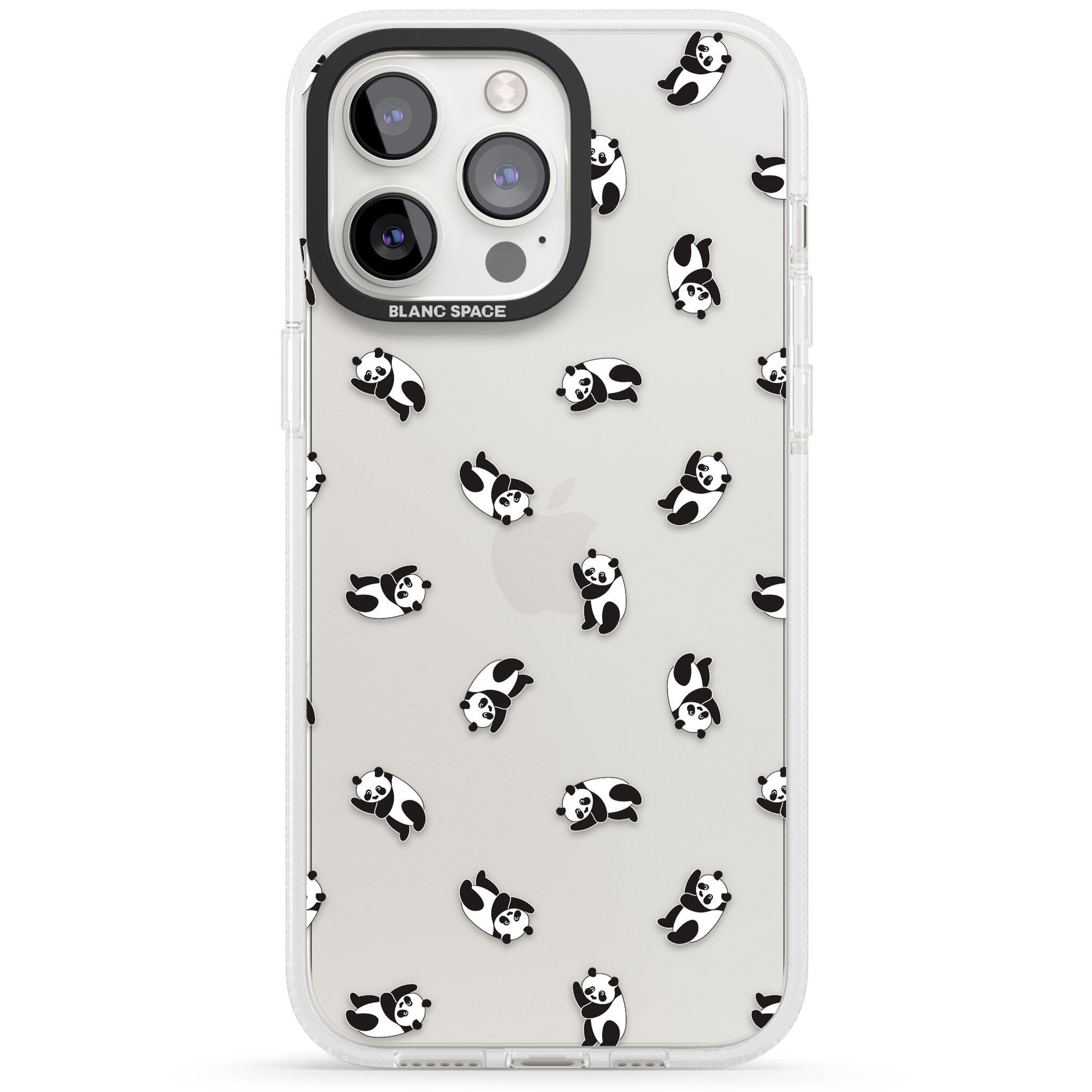 Tiny Panda Pattern iPhone 15 Pro Max / 15 Pro / 14 Pro Max / 14 Pro / 13 Pro Clear Case Impact Air - Blanc Space