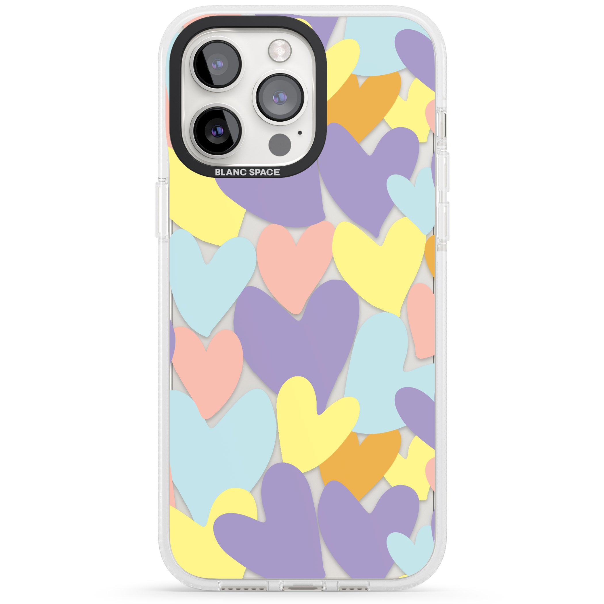Pastel Hearts iPhone 15 Pro Max / 15 Pro / 14 Pro Max / 14 Pro / 13 Pro Clear Case Impact Air - Blanc Space