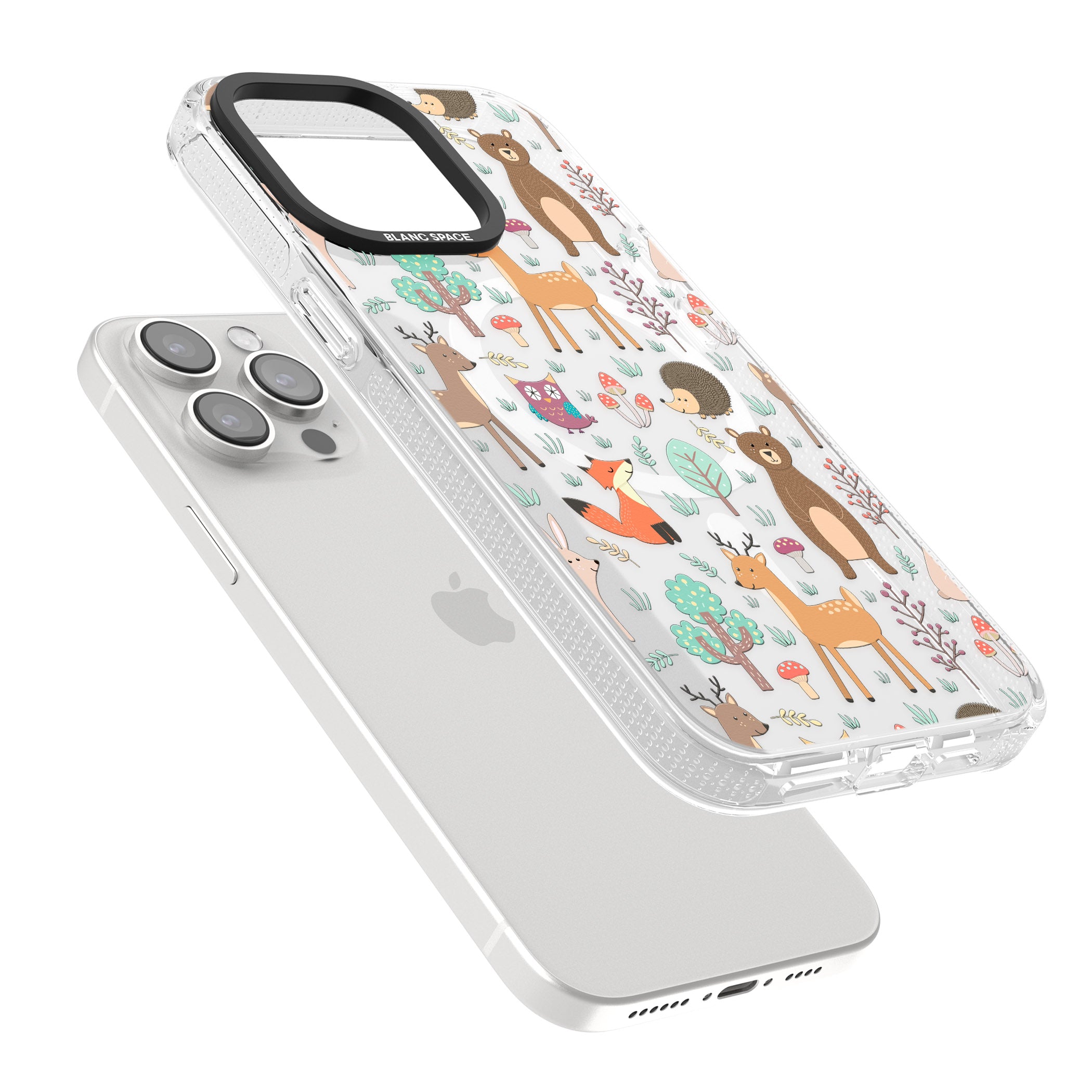 Wildlife Pattern iPhone 15 Pro Max / 15 Pro / 14 Pro Max / 14 Pro / 13 Pro Clear Case Impact Air - Blanc Space