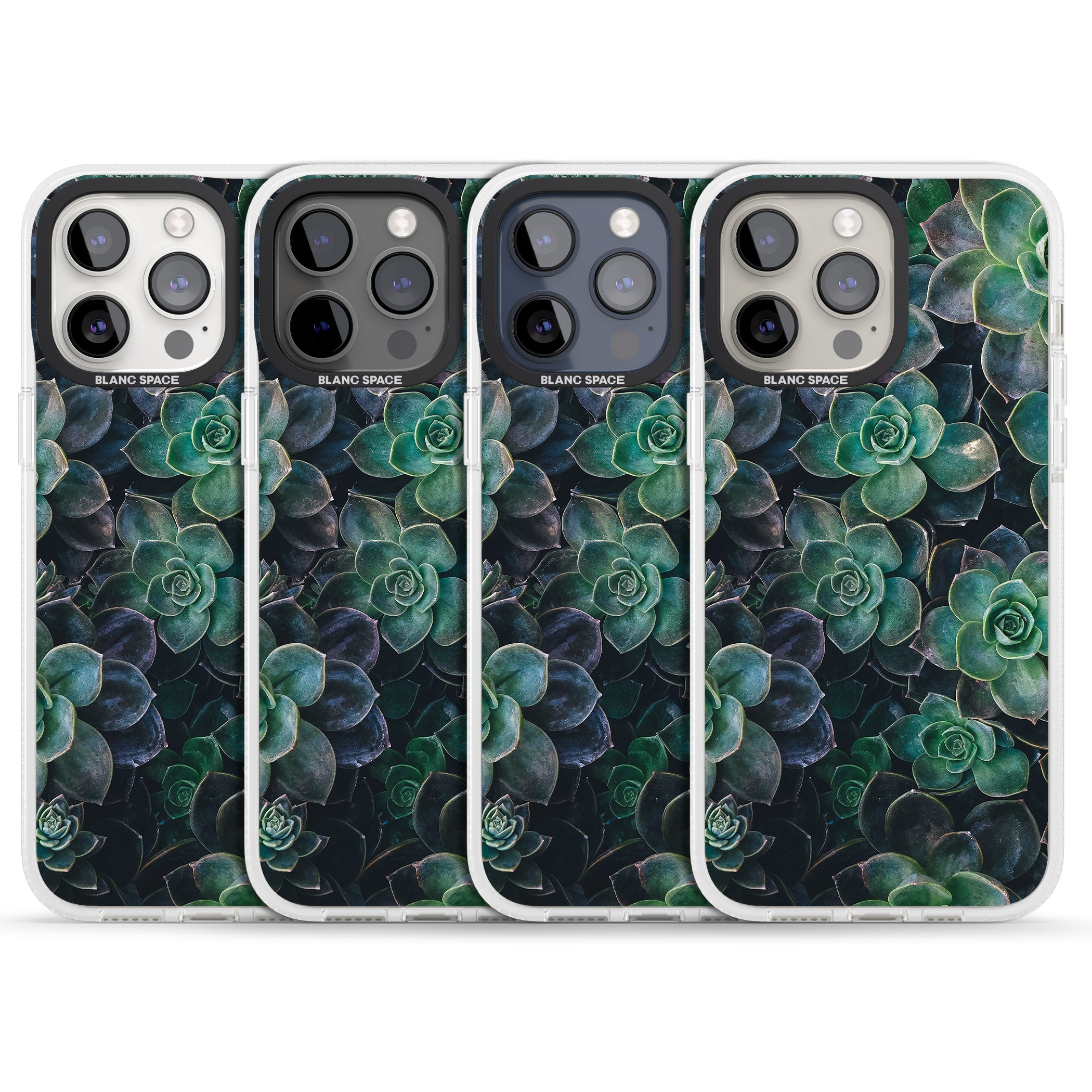 Succulents - Real Botanical Photographs iPhone 15 Pro Max / 15 Pro / 14 Pro Max / 14 Pro / 13 Pro Clear Case Impact Air - Blanc Space