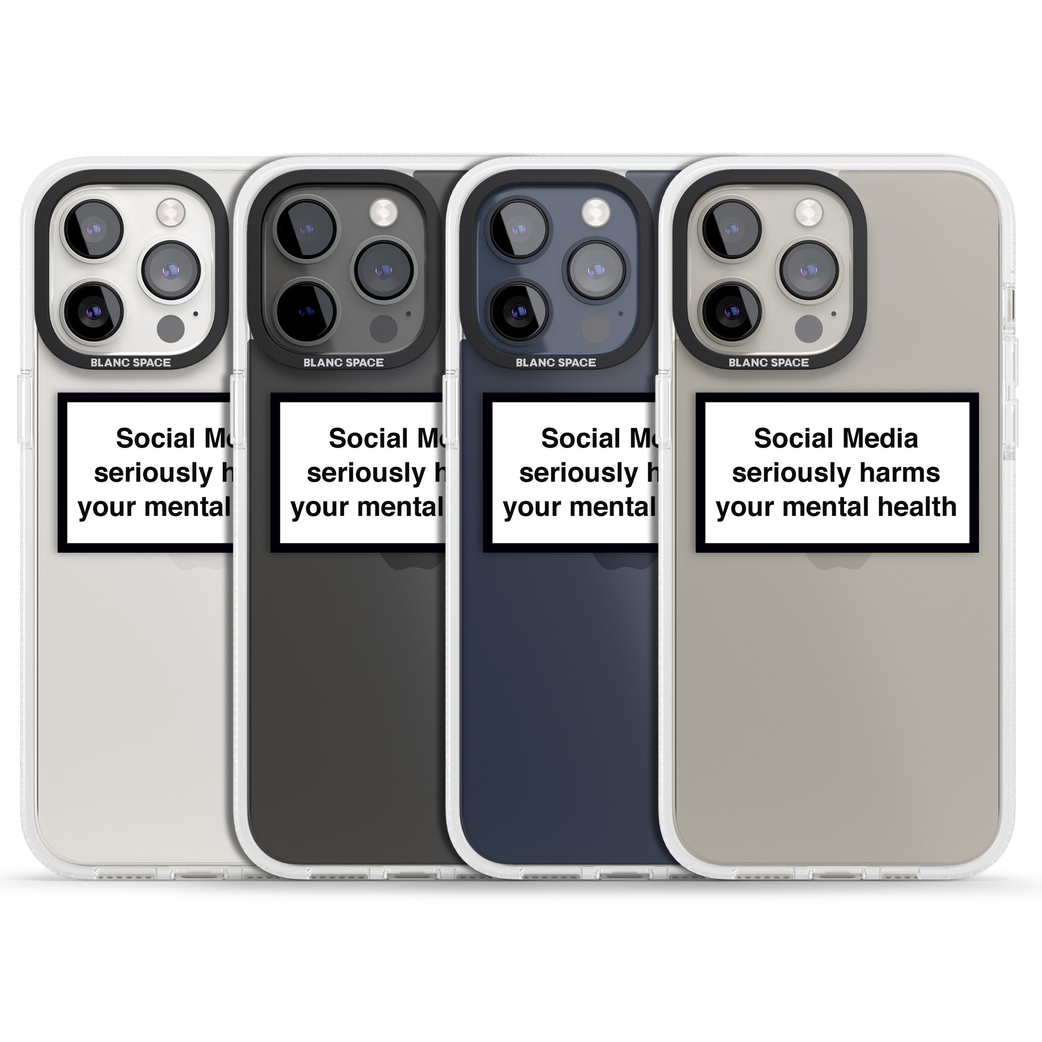 Social Media Quote iPhone 15 Pro Max / 15 Pro / 14 Pro Max / 14 Pro / 13 Pro Clear Case Impact Air - Blanc Space