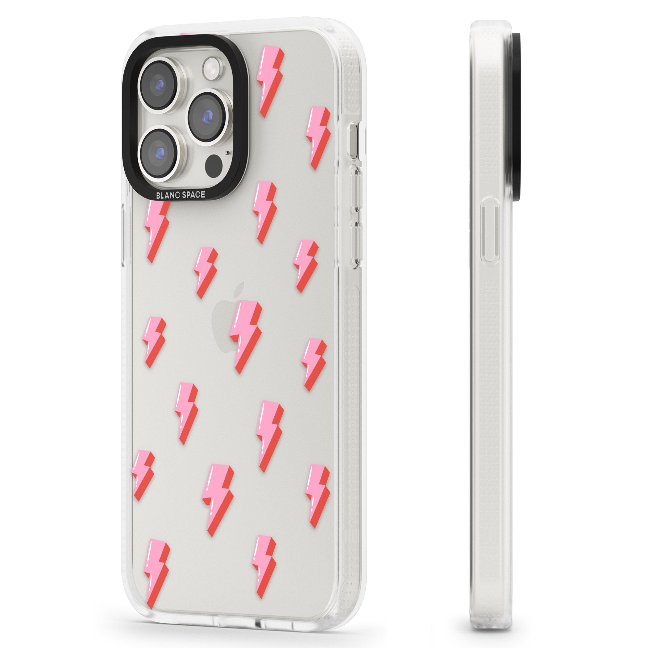 Pink Bolt Pattern iPhone 15 Pro Max / 15 Pro / 14 Pro Max / 14 Pro / 13 Pro Clear Case Impact Air - Blanc Space