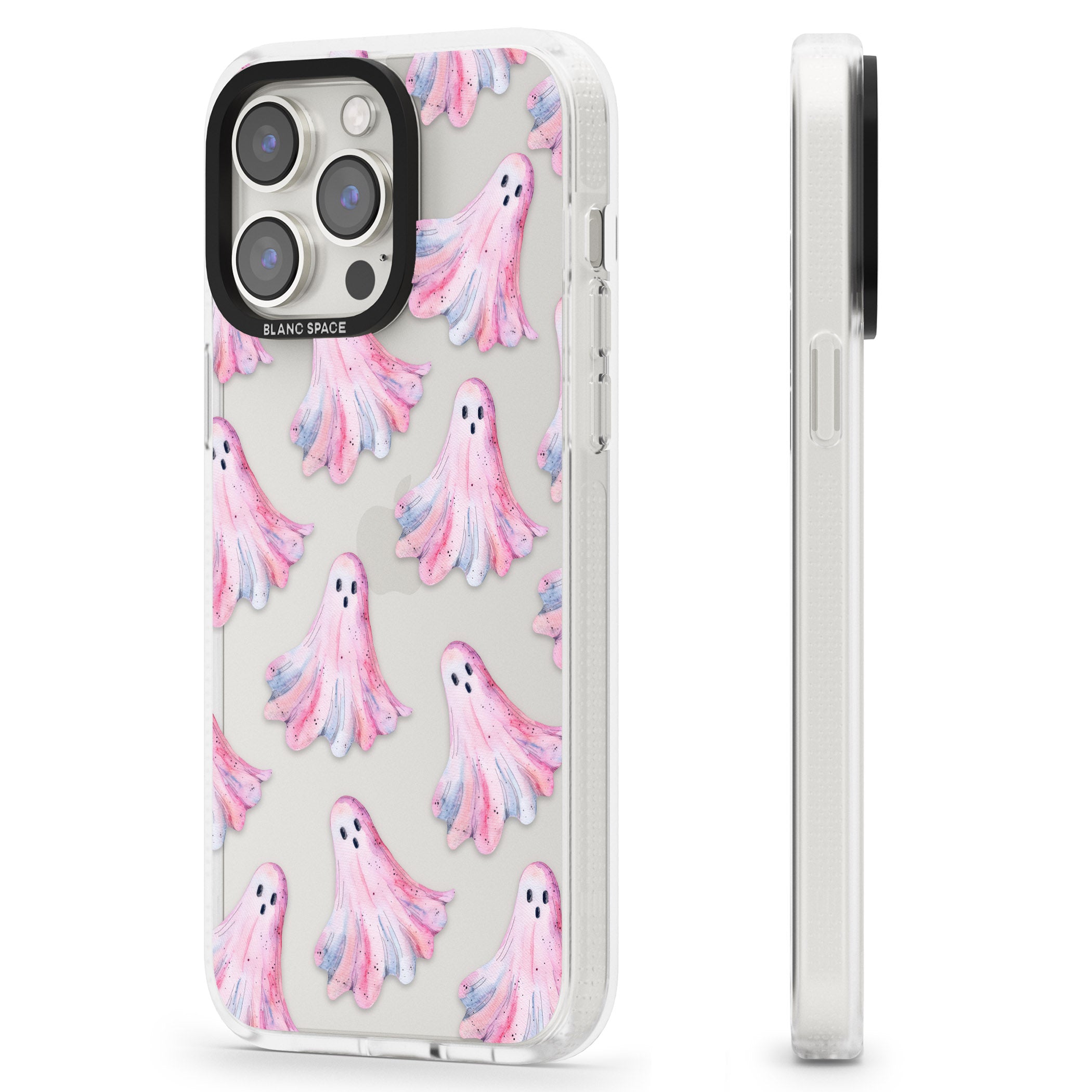 Pink Ghosts iPhone 15 Pro Max / 15 Pro / 14 Pro Max / 14 Pro / 13 Pro Clear Case Impact Air - Blanc Space