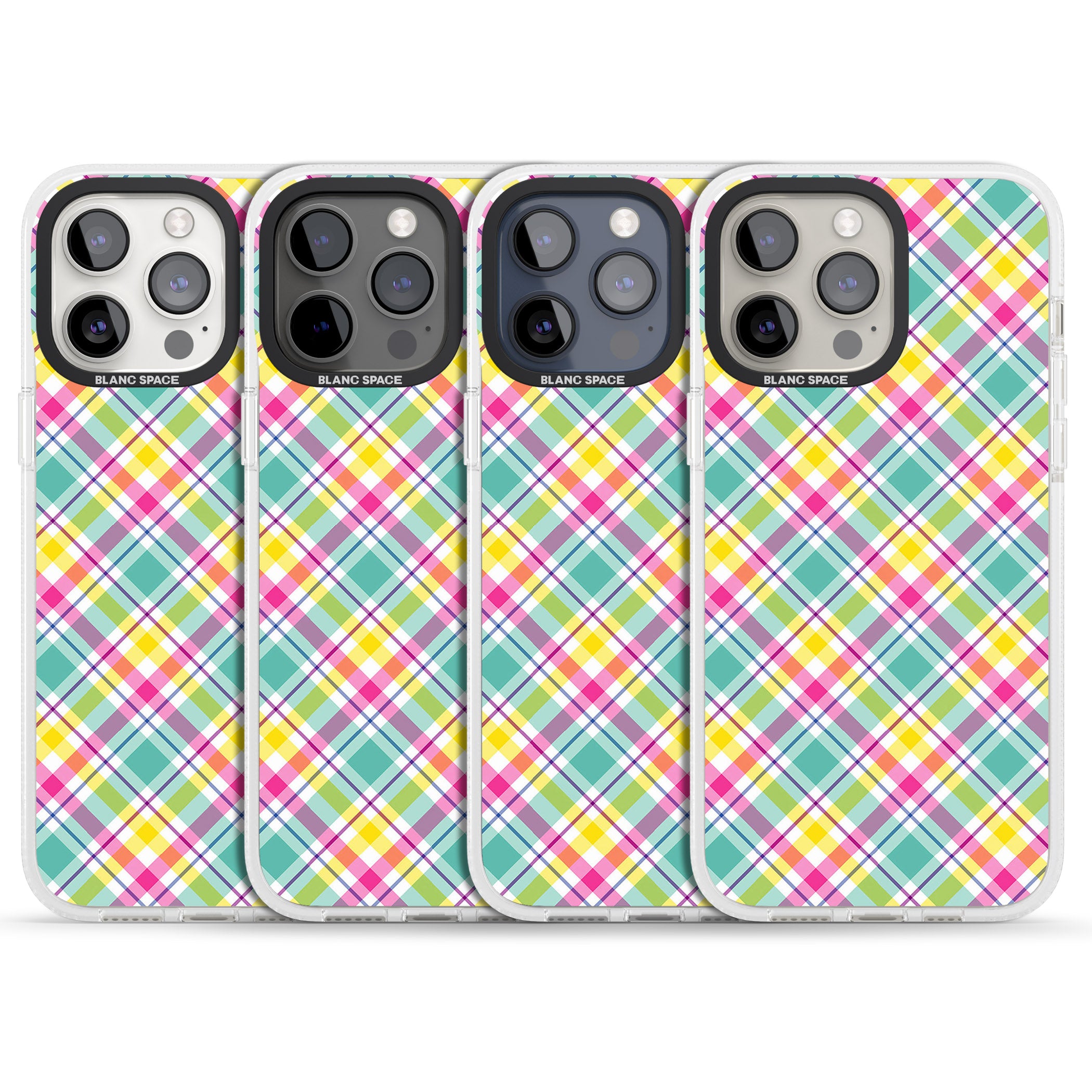 Crosshatch Plaid iPhone 15 Pro Max / 15 Pro / 14 Pro Max / 14 Pro / 13 Pro Clear Case Impact Air - Blanc Space