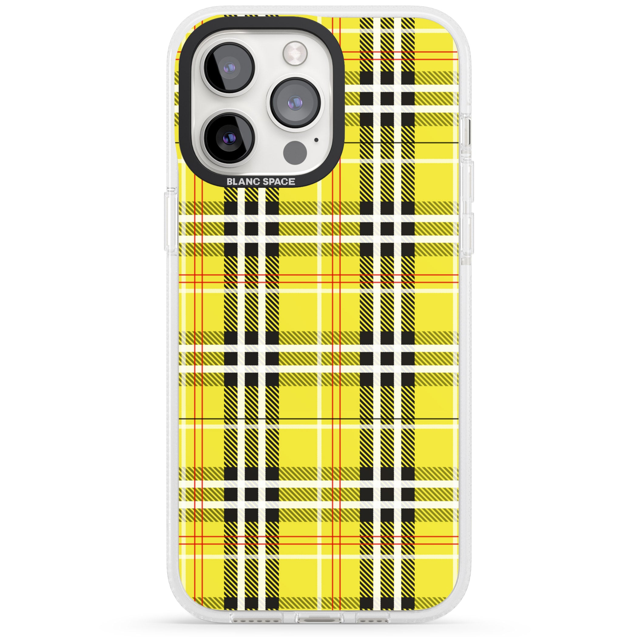Yellow Plaid iPhone 15 Pro Max / 15 Pro / 14 Pro Max / 14 Pro / 13 Pro Clear Case Impact Air - Blanc Space