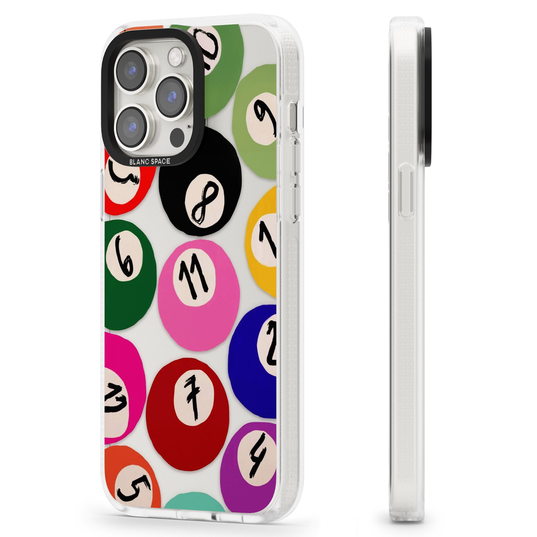 Pool Balls iPhone 15 Pro Max / 15 Pro / 14 Pro Max / 14 Pro / 13 Pro Clear Case Impact Air - Blanc Space