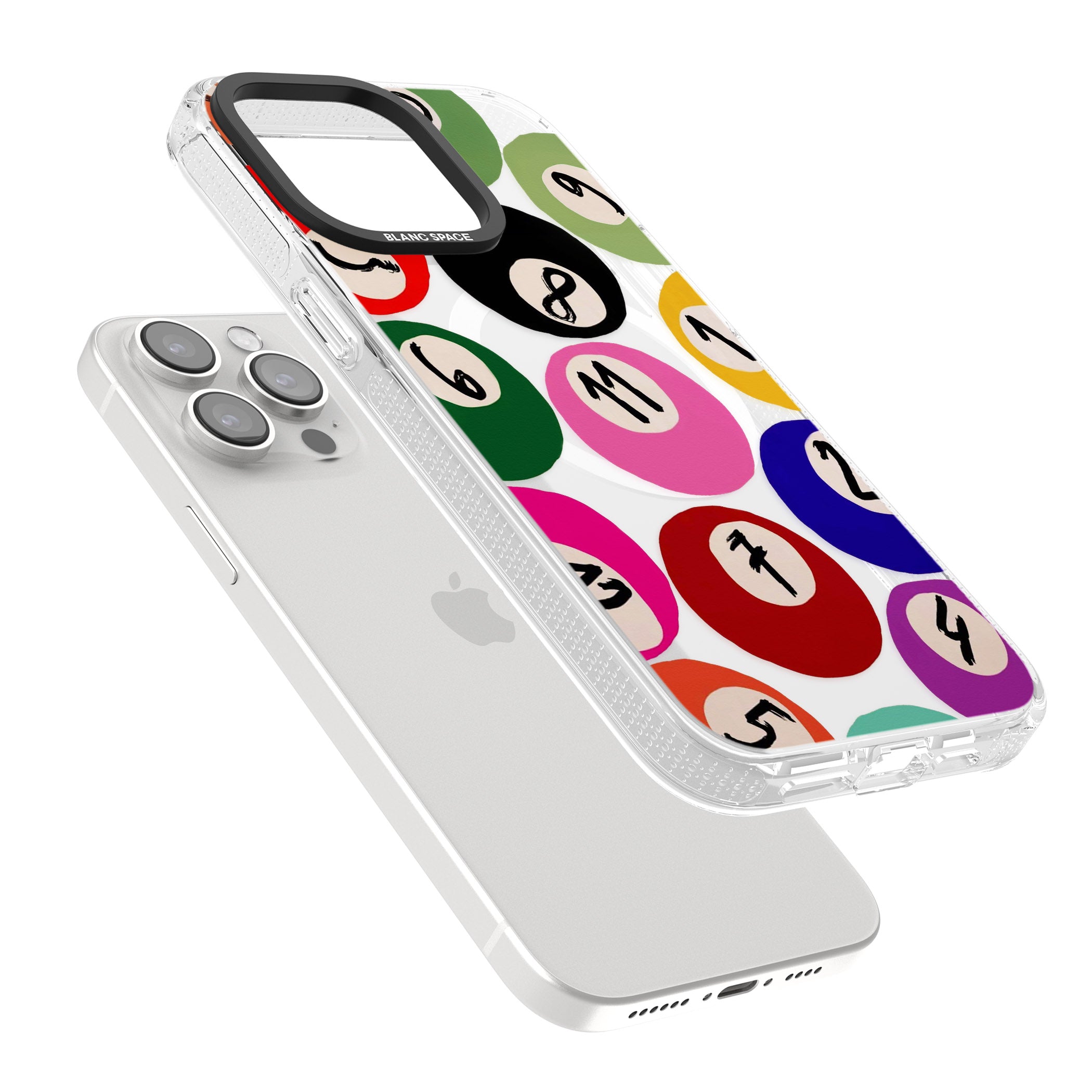 Pool Balls iPhone 15 Pro Max / 15 Pro / 14 Pro Max / 14 Pro / 13 Pro Clear Case Impact Air - Blanc Space