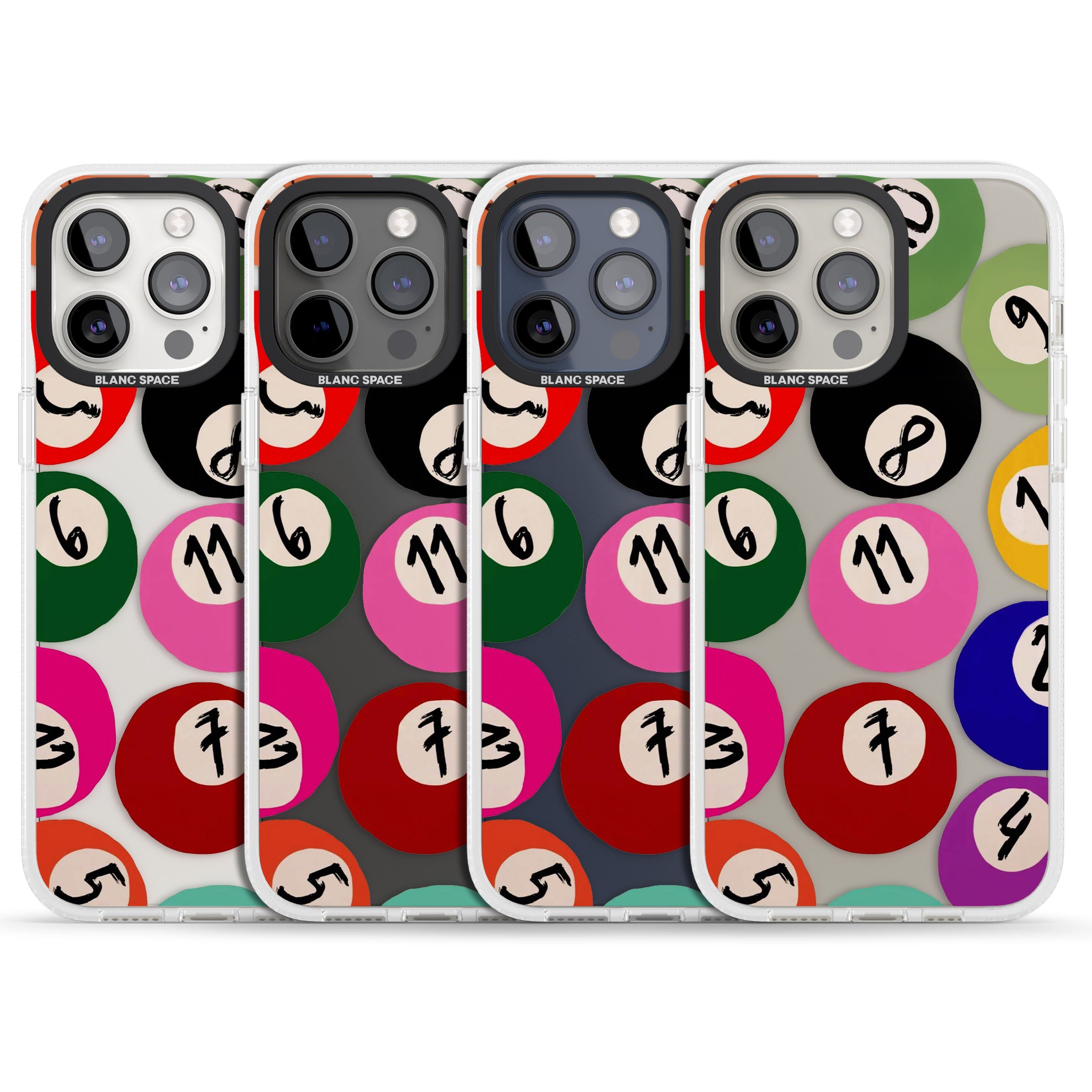 Pool Balls iPhone 15 Pro Max / 15 Pro / 14 Pro Max / 14 Pro / 13 Pro Clear Case Impact Air - Blanc Space