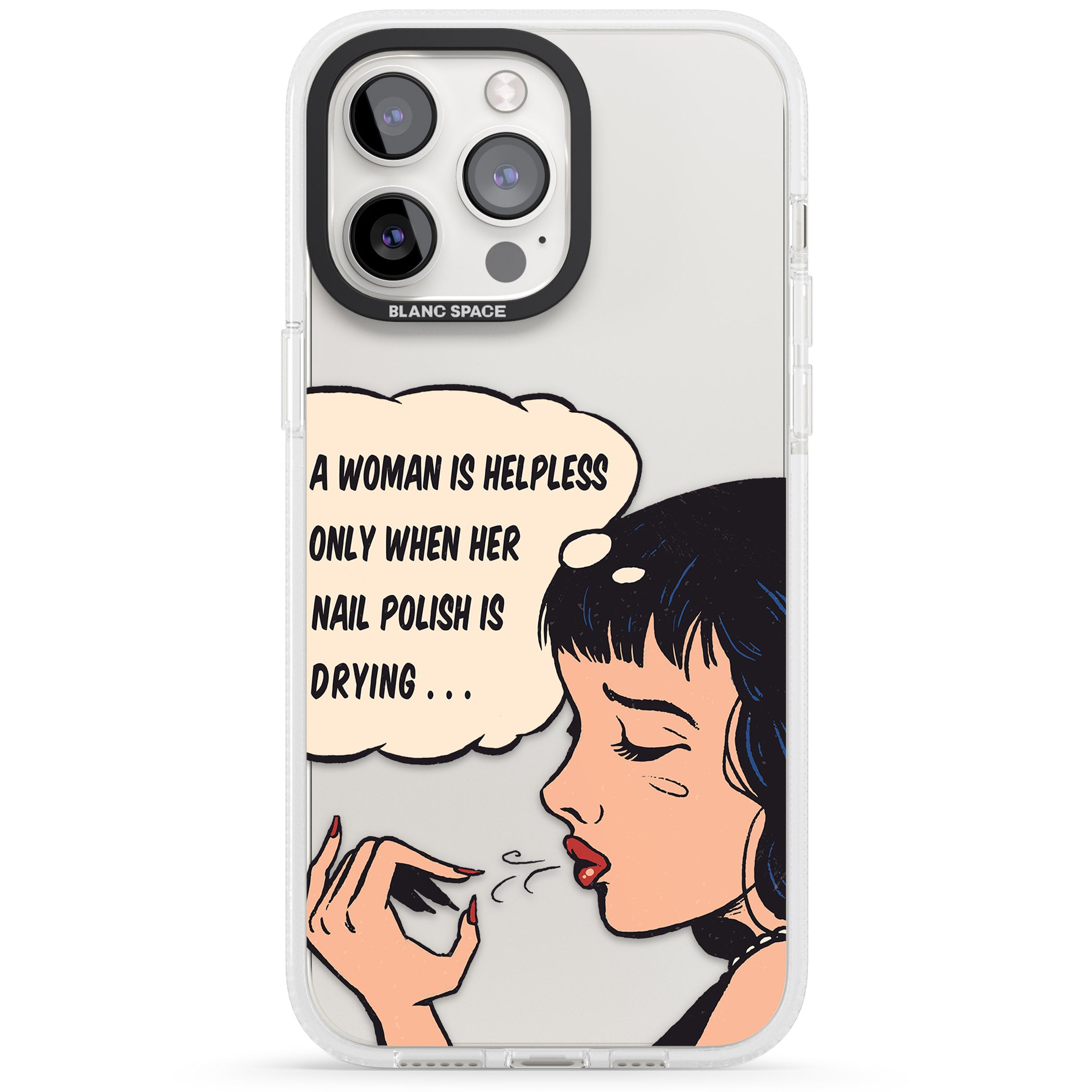 Drying Nails - Pop Art iPhone 15 Pro Max / 15 Pro / 14 Pro Max / 14 Pro / 13 Pro Clear Case Impact Air - Blanc Space