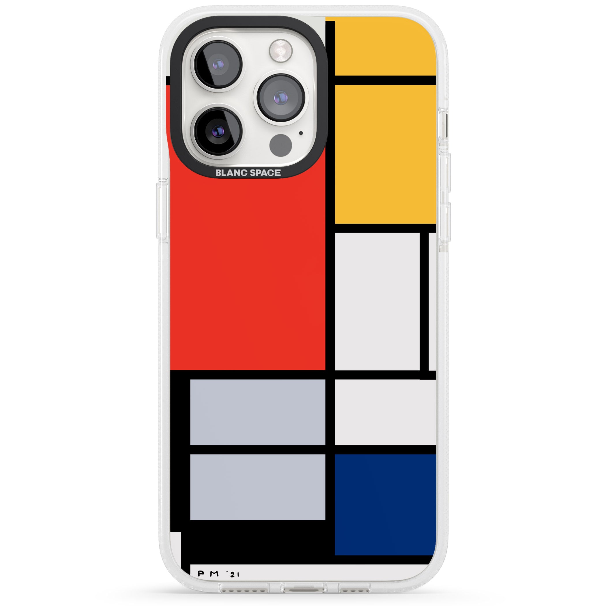 Piet Mondrian's Composition iPhone 15 Pro Max / 15 Pro / 14 Pro Max / 14 Pro / 13 Pro Clear Case Impact Air - Blanc Space