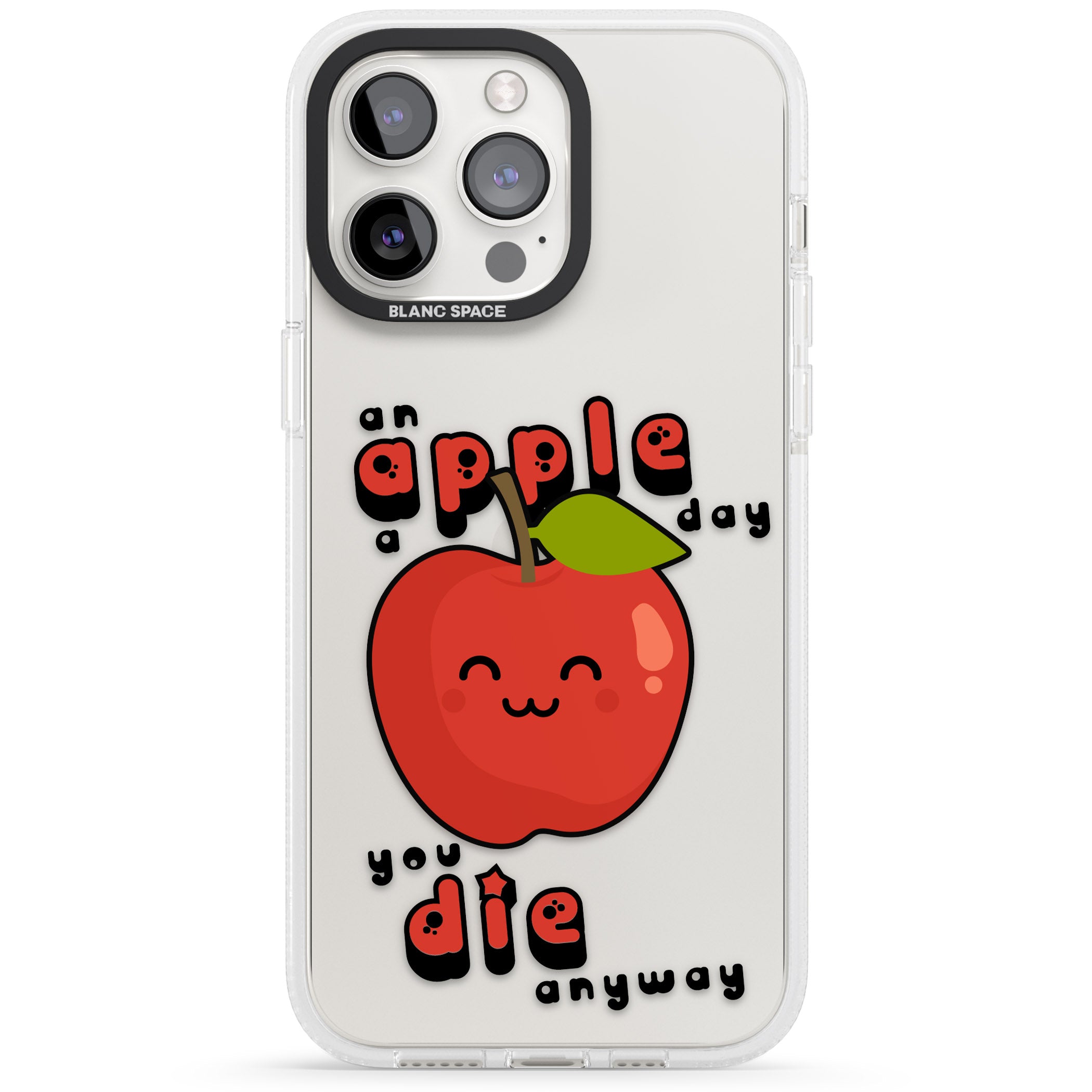 An Apple a Day iPhone 15 Pro Max / 15 Pro / 14 Pro Max / 14 Pro / 13 Pro Clear Case Impact Air - Blanc Space