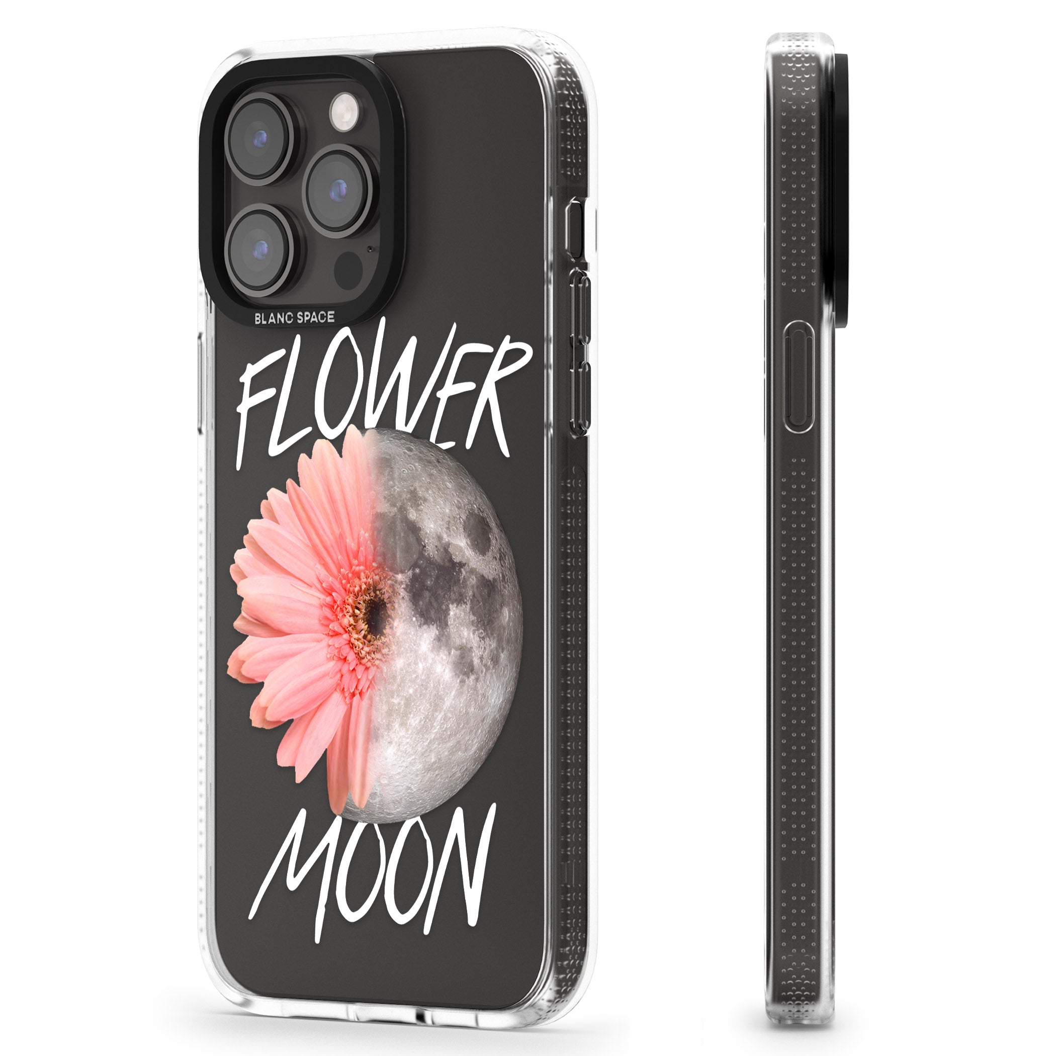 Flower Moon iPhone 15 Pro Max / 15 Pro / 14 Pro Max / 14 Pro / 13 Pro Clear Case Impact Air - Blanc Space