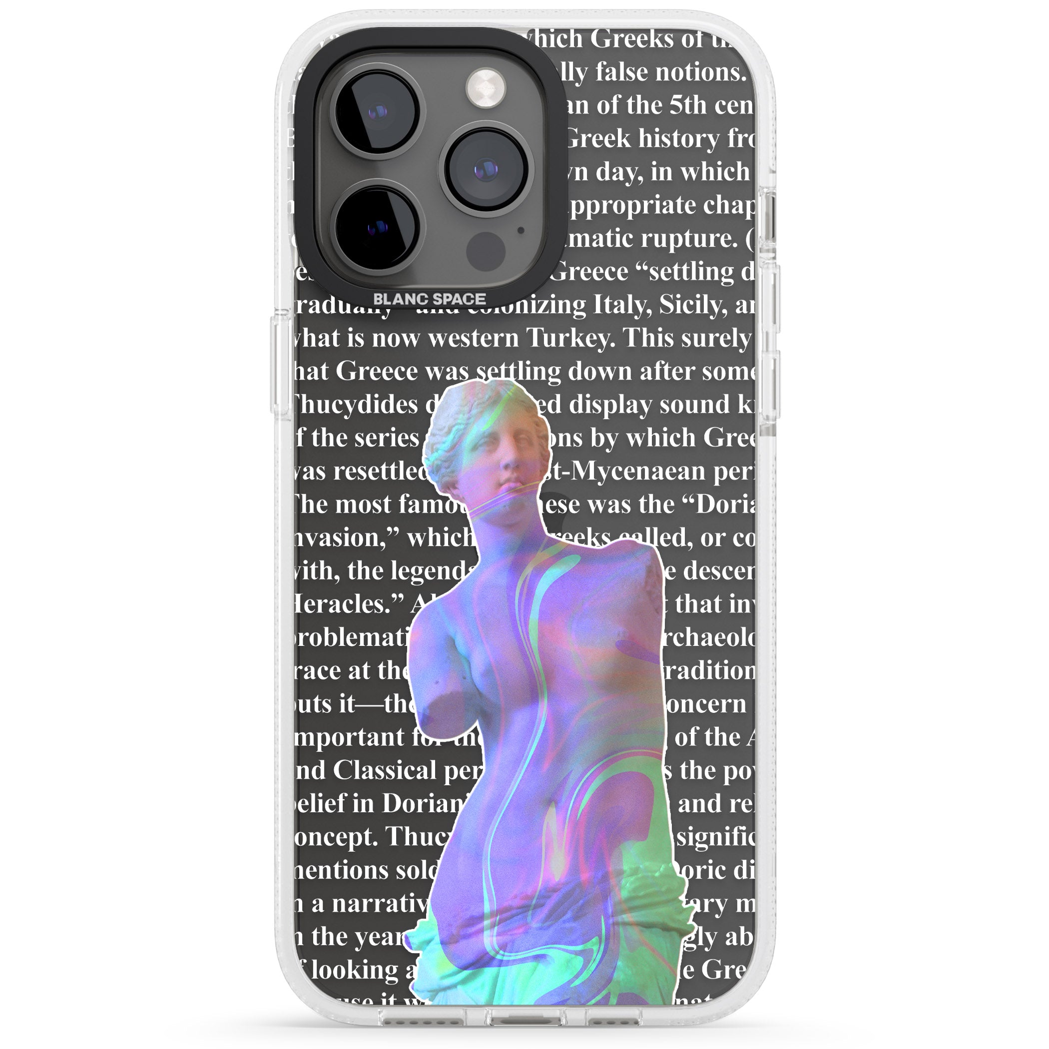 Iridescent De Milo iPhone 15 Pro Max / 15 Pro / 14 Pro Max / 14 Pro / 13 Pro Clear Case Impact Air - Blanc Space