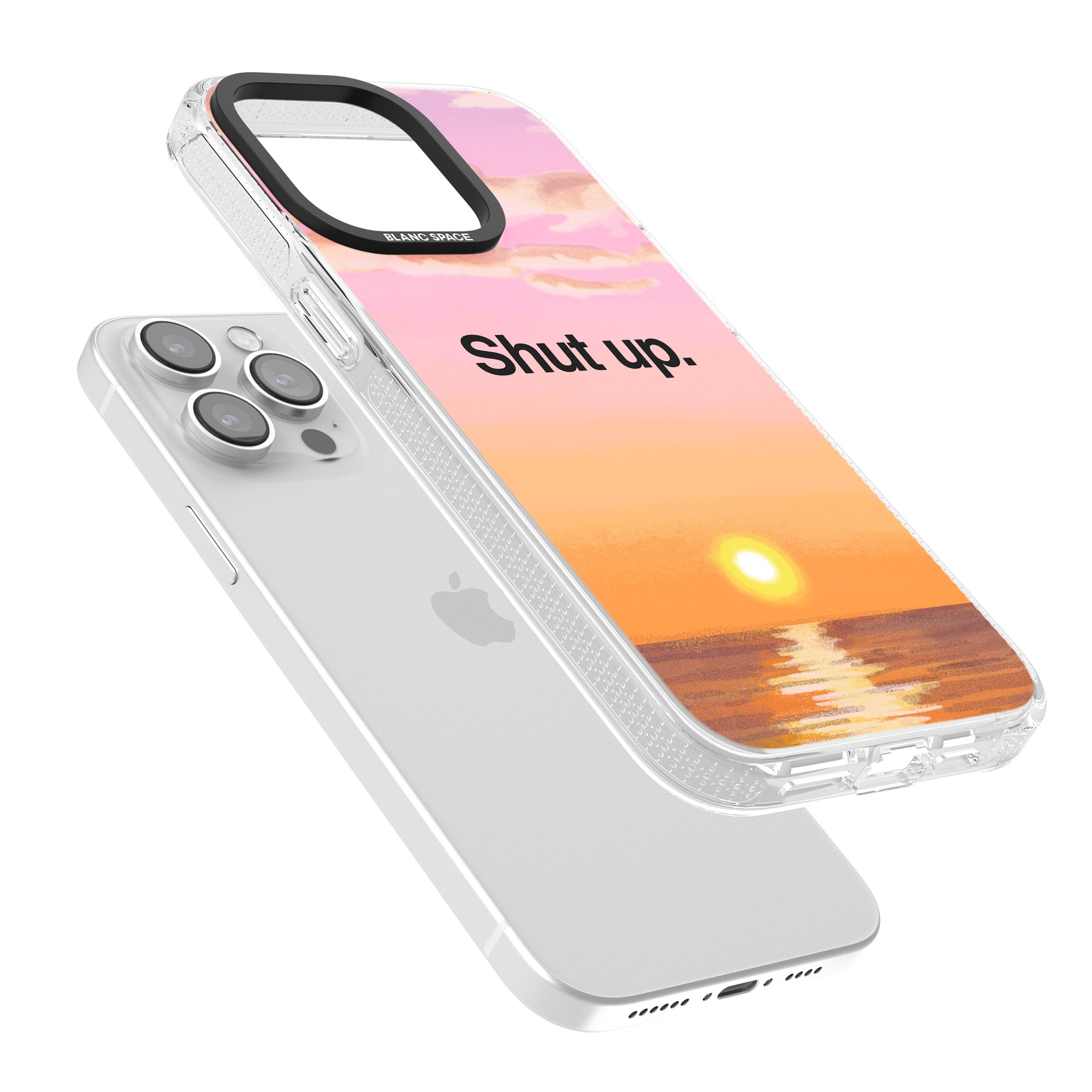 Shut up iPhone 15 Pro Max / 15 Pro / 14 Pro Max / 14 Pro / 13 Pro Clear Case Impact Air - Blanc Space