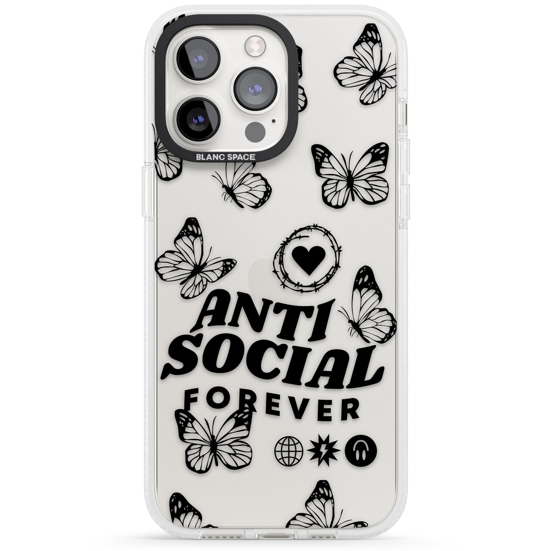 Anti-Social Forever iPhone 15 Pro Max / 15 Pro / 14 Pro Max / 14 Pro / 13 Pro Clear Case Impact Air - Blanc Space