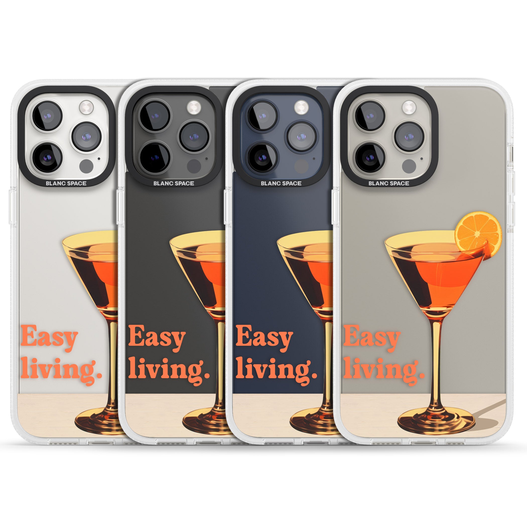 Easy Living iPhone 15 Pro Max / 15 Pro / 14 Pro Max / 14 Pro / 13 Pro Clear Case Impact Air - Blanc Space