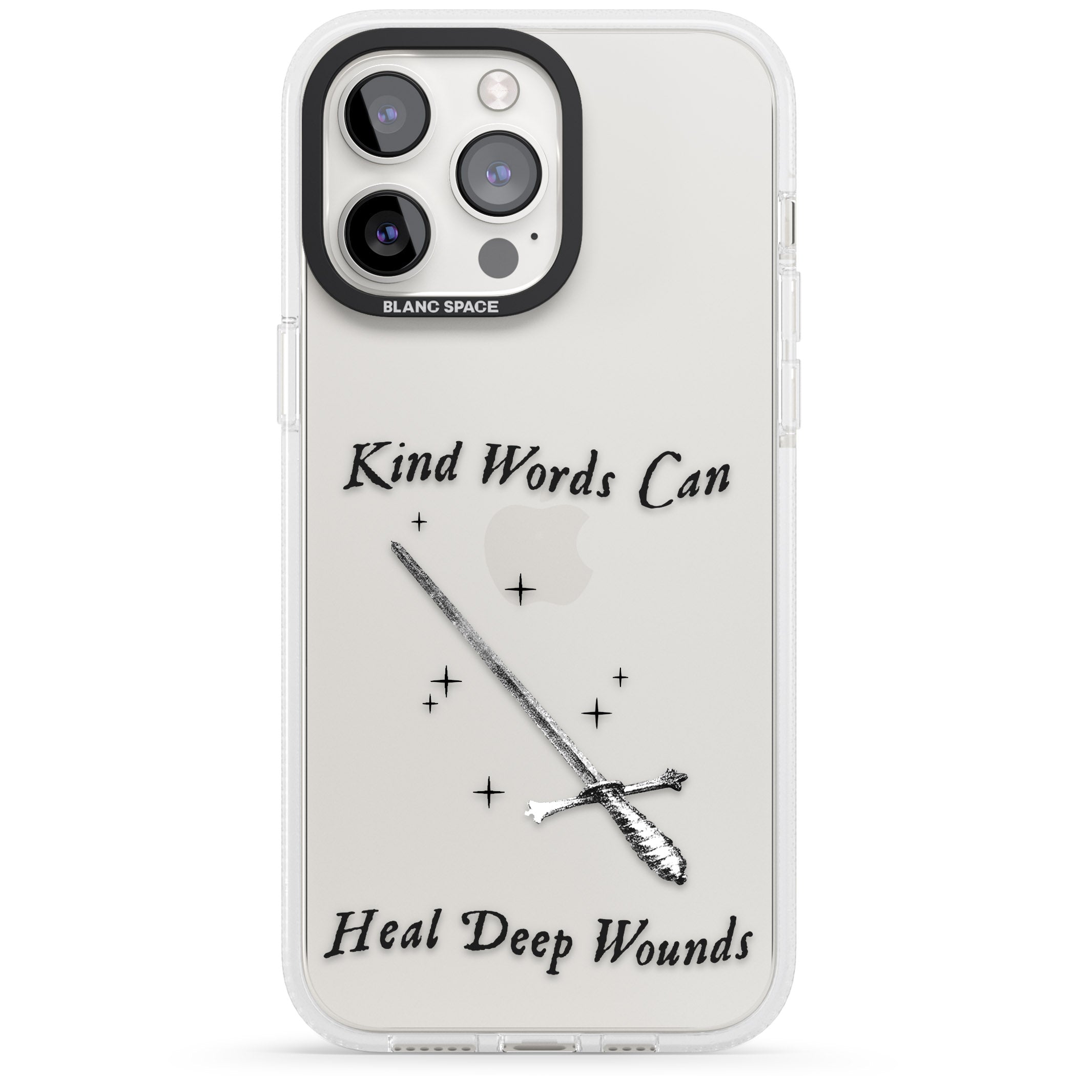 Kind Words Can Heal Deep Wounds iPhone 15 Pro Max / 15 Pro / 14 Pro Max / 14 Pro / 13 Pro Clear Case Impact Air - Blanc Space