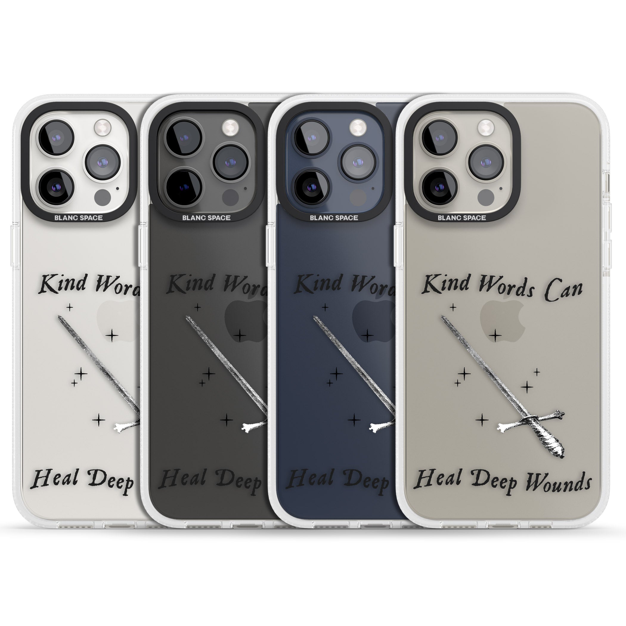 Kind Words Can Heal Deep Wounds iPhone 15 Pro Max / 15 Pro / 14 Pro Max / 14 Pro / 13 Pro Clear Case Impact Air - Blanc Space