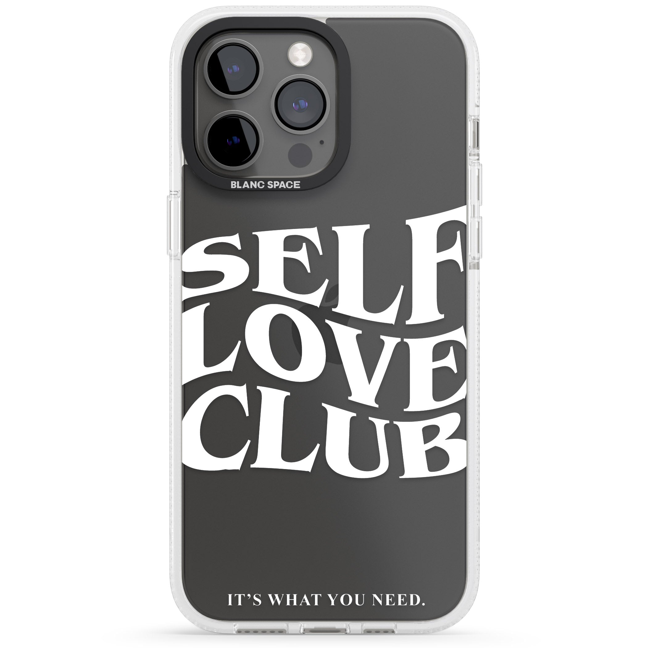 Self Love Club (White) iPhone 15 Pro Max / 15 Pro / 14 Pro Max / 14 Pro / 13 Pro Clear Case Impact Air - Blanc Space
