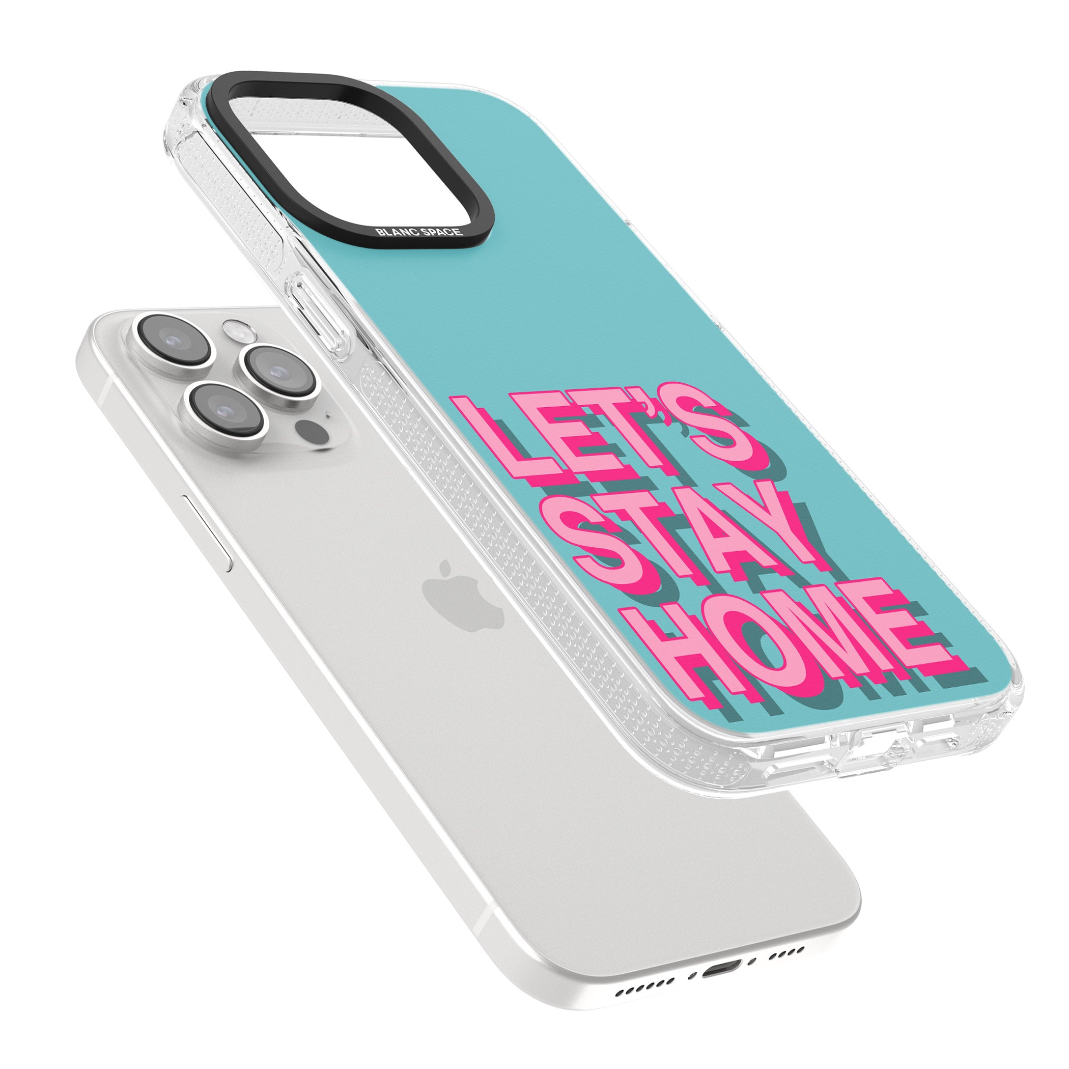Let's Stay Home iPhone 15 Pro Max / 15 Pro / 14 Pro Max / 14 Pro / 13 Pro Clear Case Impact Air - Blanc Space