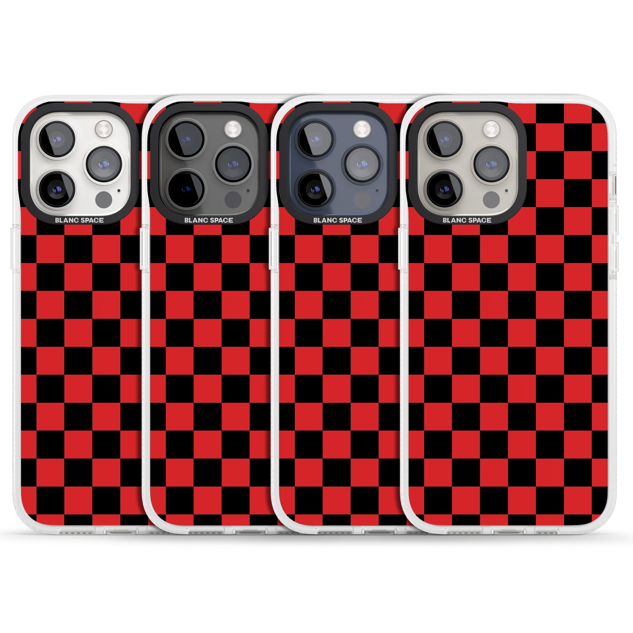 Red Black Checkered iPhone 15 Pro Max / 15 Pro / 14 Pro Max / 14 Pro / 13 Pro Clear Case Impact Air - Blanc Space