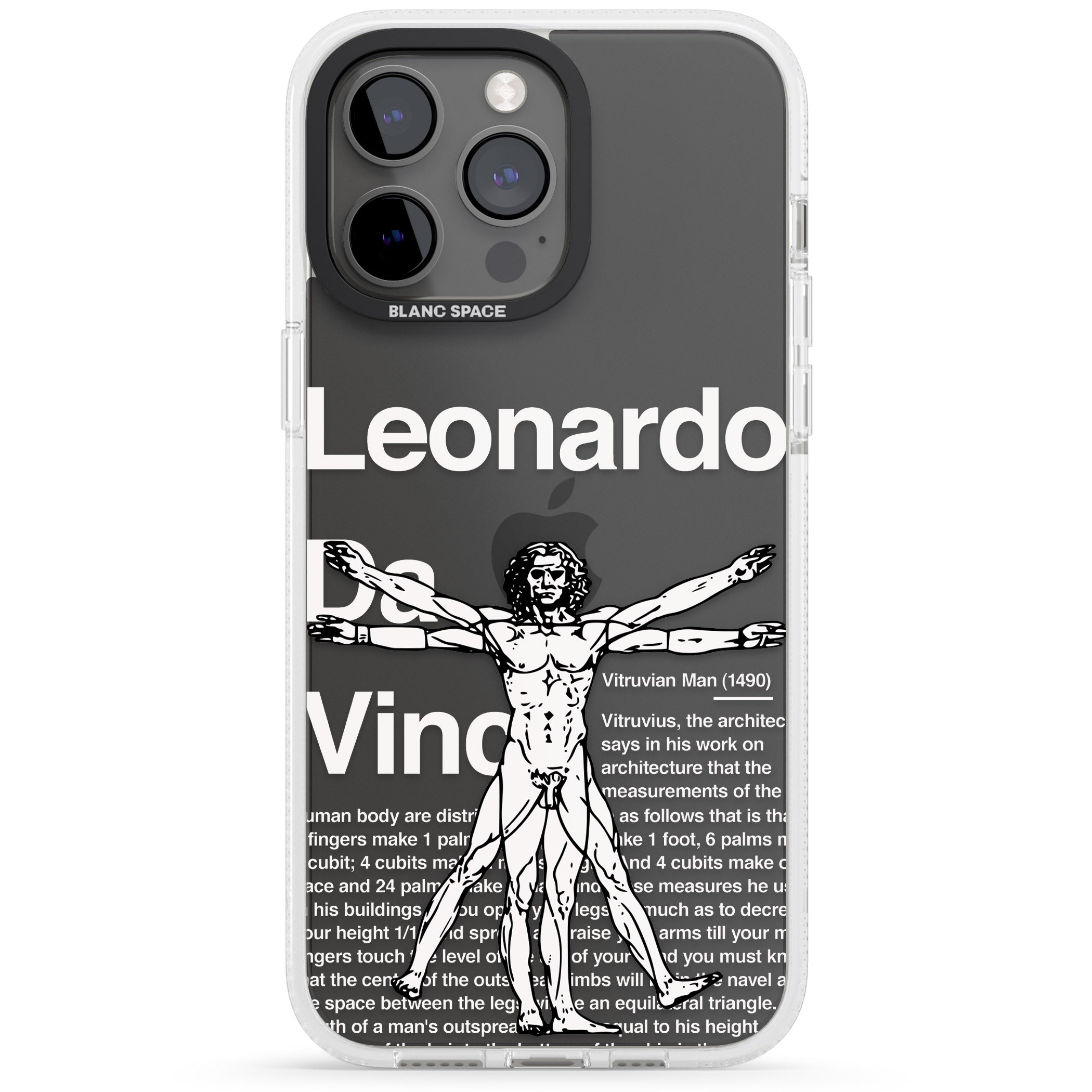 Vitruvian Man iPhone 15 Pro Max / 15 Pro / 14 Pro Max / 14 Pro / 13 Pro Clear Case Impact Air - Blanc Space