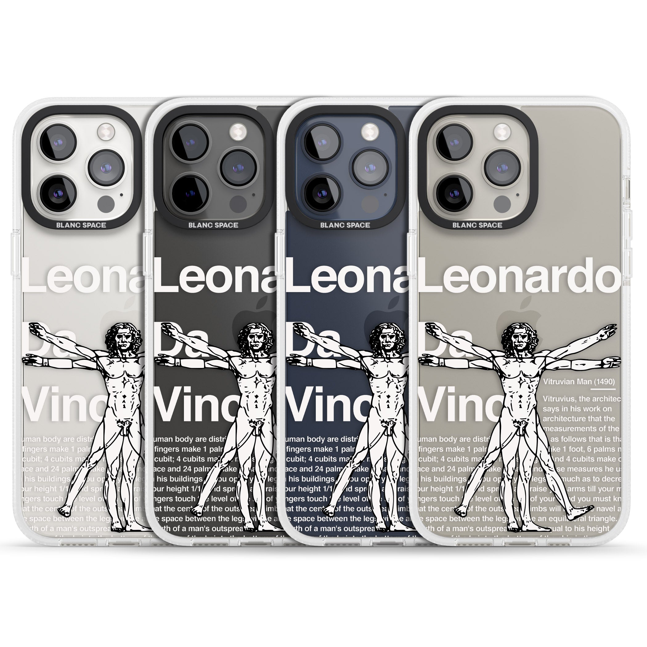 Vitruvian Man iPhone 15 Pro Max / 15 Pro / 14 Pro Max / 14 Pro / 13 Pro Clear Case Impact Air - Blanc Space