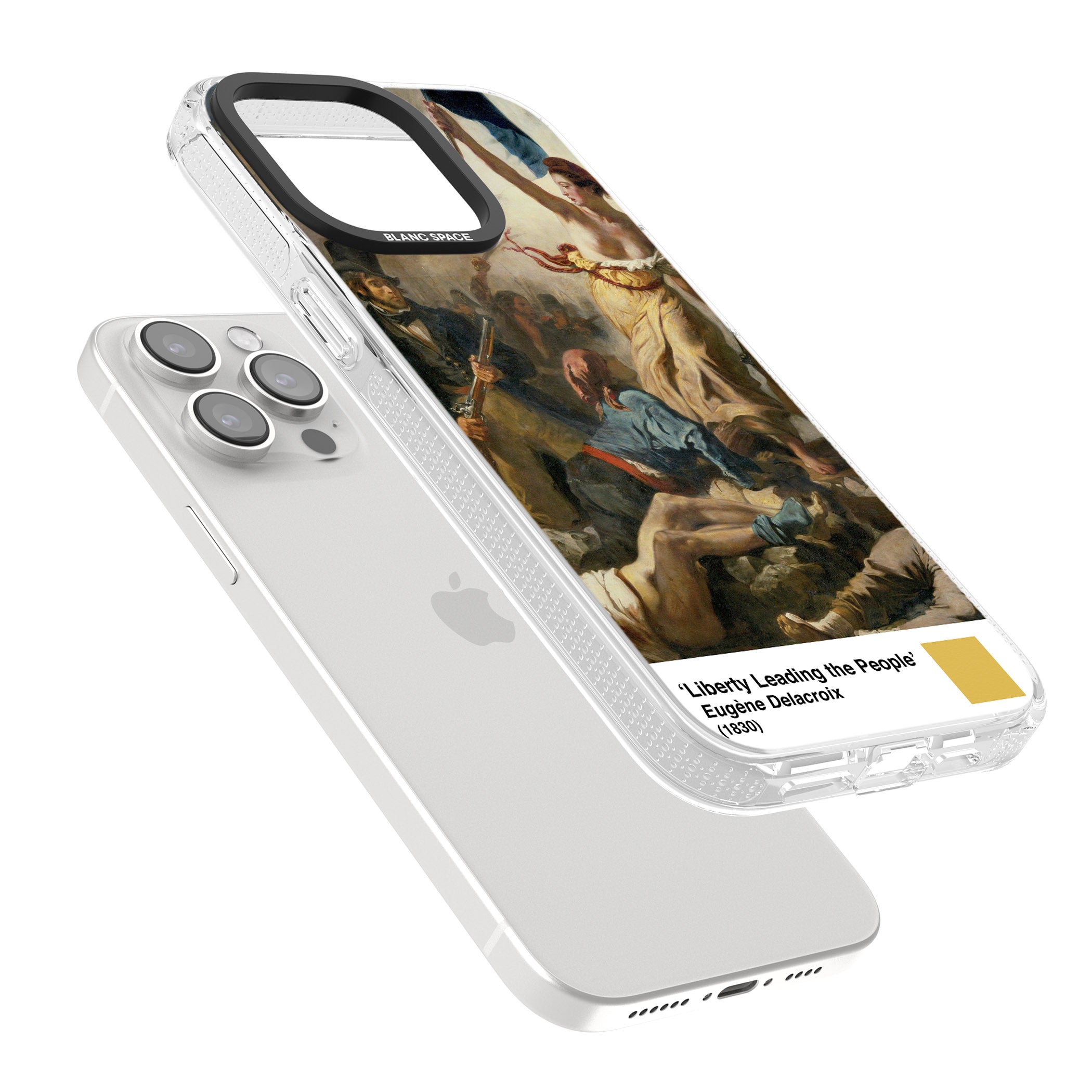 Liberty Leading the People iPhone 15 Pro Max / 15 Pro / 14 Pro Max / 14 Pro / 13 Pro Clear Case Impact Air - Blanc Space