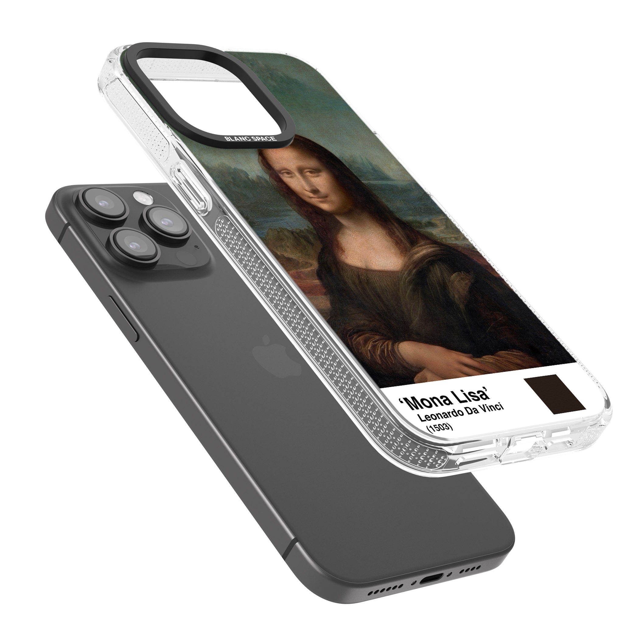 Mona Lisa iPhone 15 Pro Max / 15 Pro / 14 Pro Max / 14 Pro / 13 Pro Clear Case Impact Air - Blanc Space