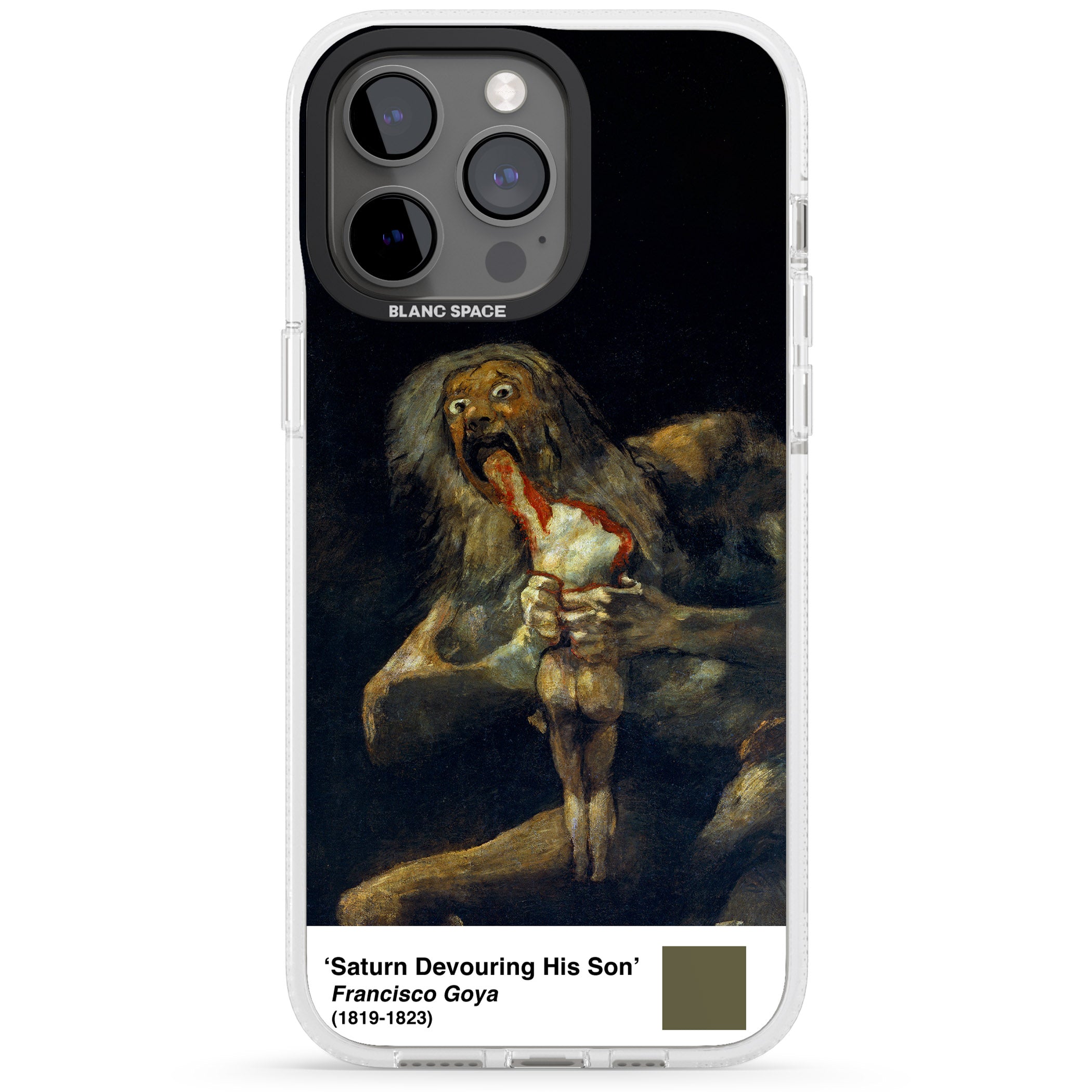 Saturn Devouring His Son iPhone 15 Pro Max / 15 Pro / 14 Pro Max / 14 Pro / 13 Pro Clear Case Impact Air - Blanc Space