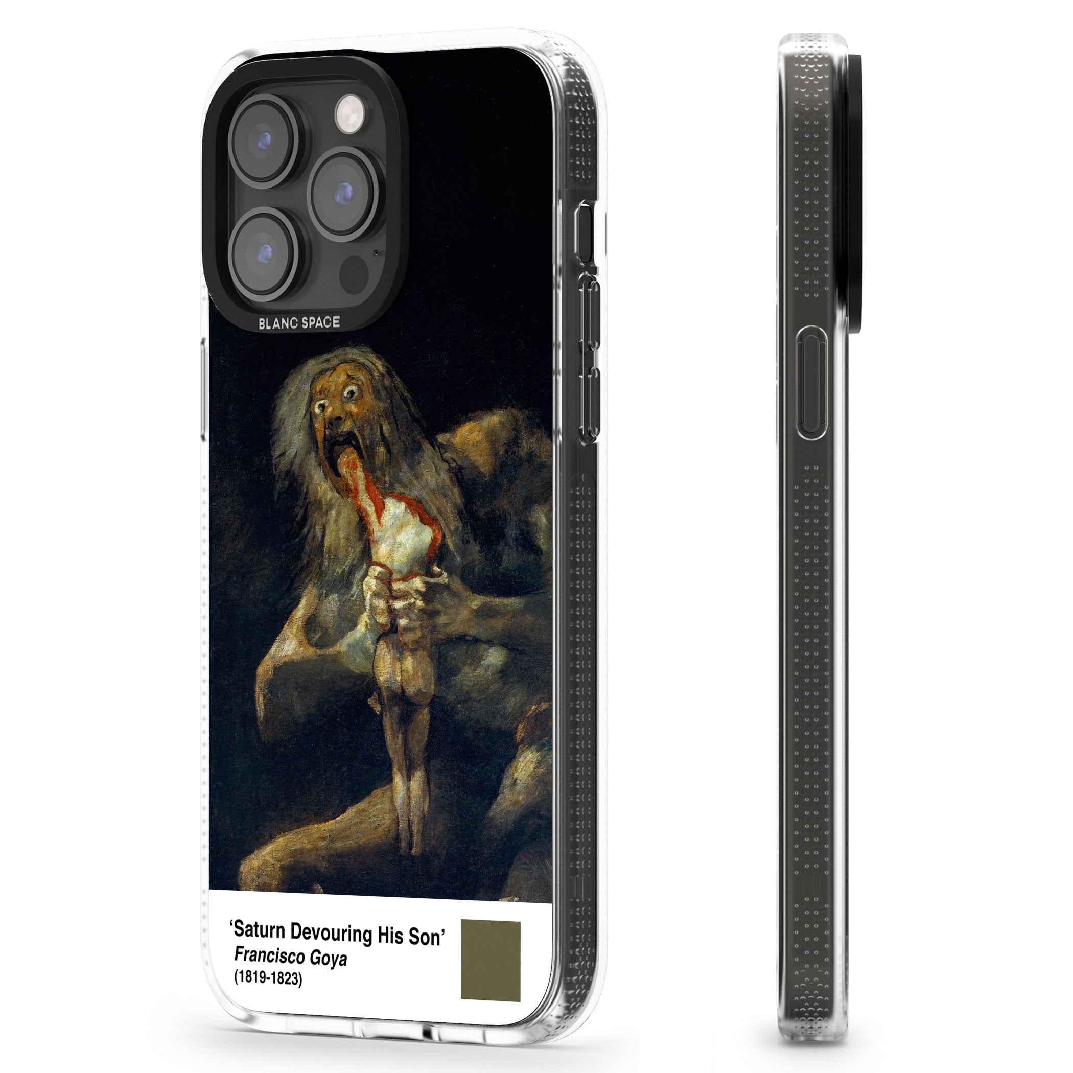 Saturn Devouring His Son iPhone 15 Pro Max / 15 Pro / 14 Pro Max / 14 Pro / 13 Pro Clear Case Impact Air - Blanc Space