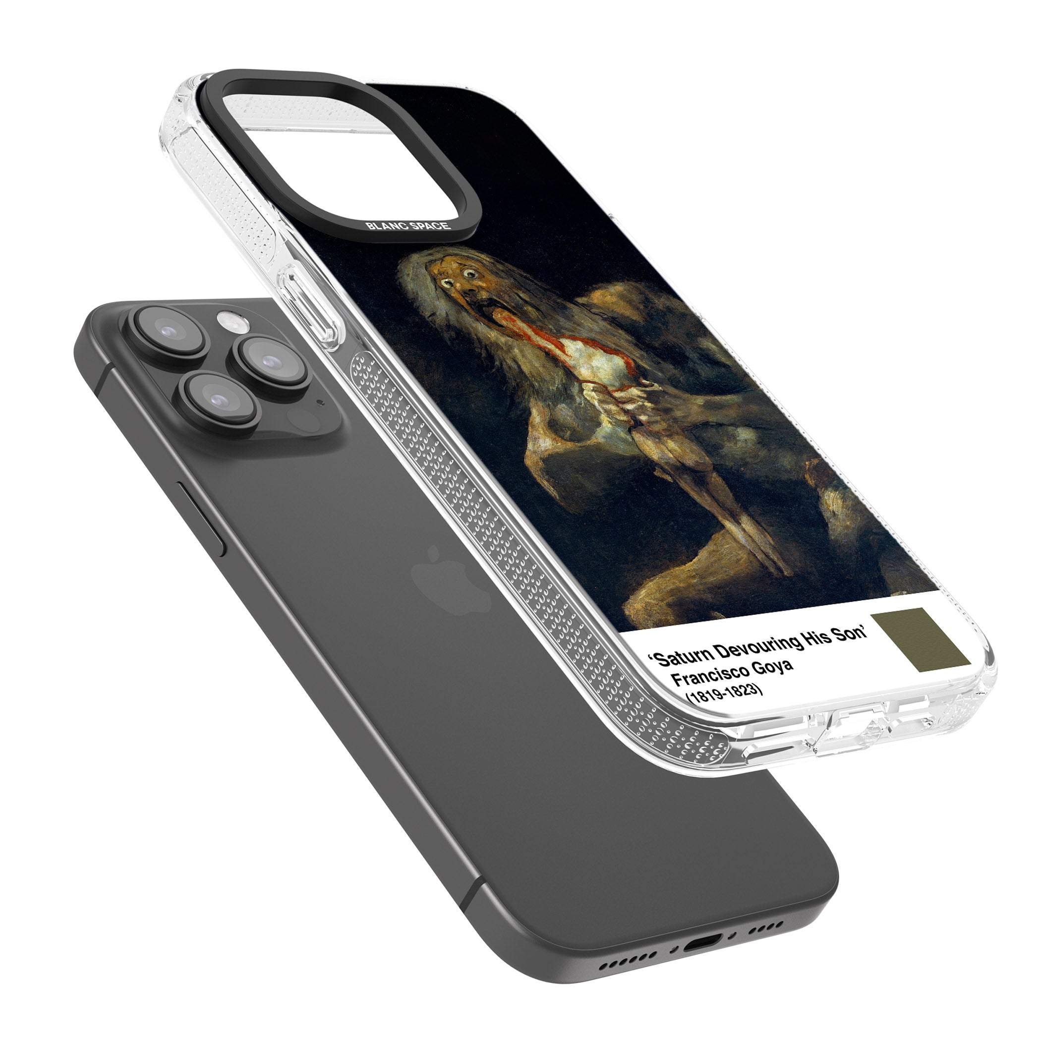 Saturn Devouring His Son iPhone 15 Pro Max / 15 Pro / 14 Pro Max / 14 Pro / 13 Pro Clear Case Impact Air - Blanc Space